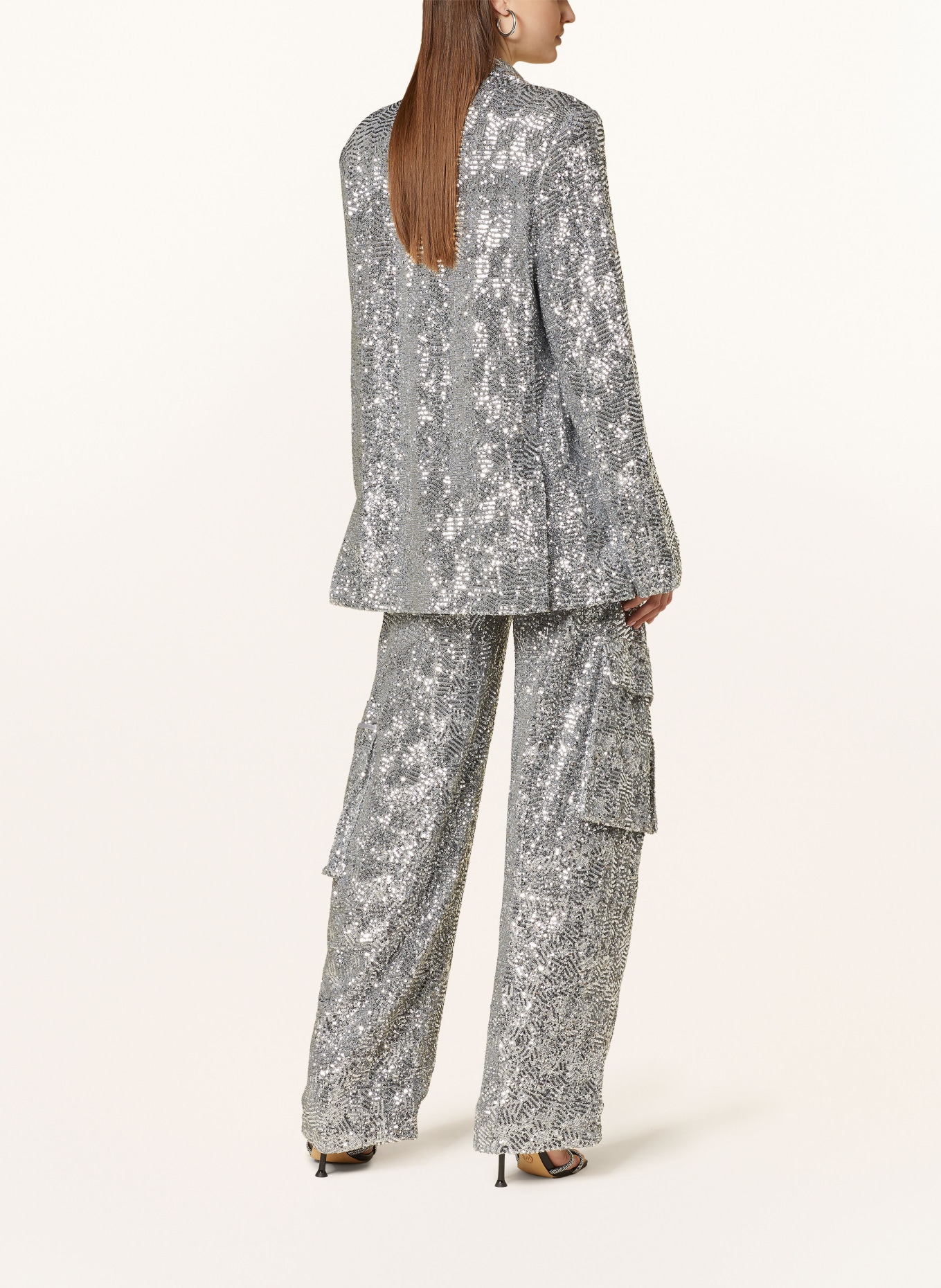 ROTATE Oversized blazer with sequins, Color: SILVER (Image 3)