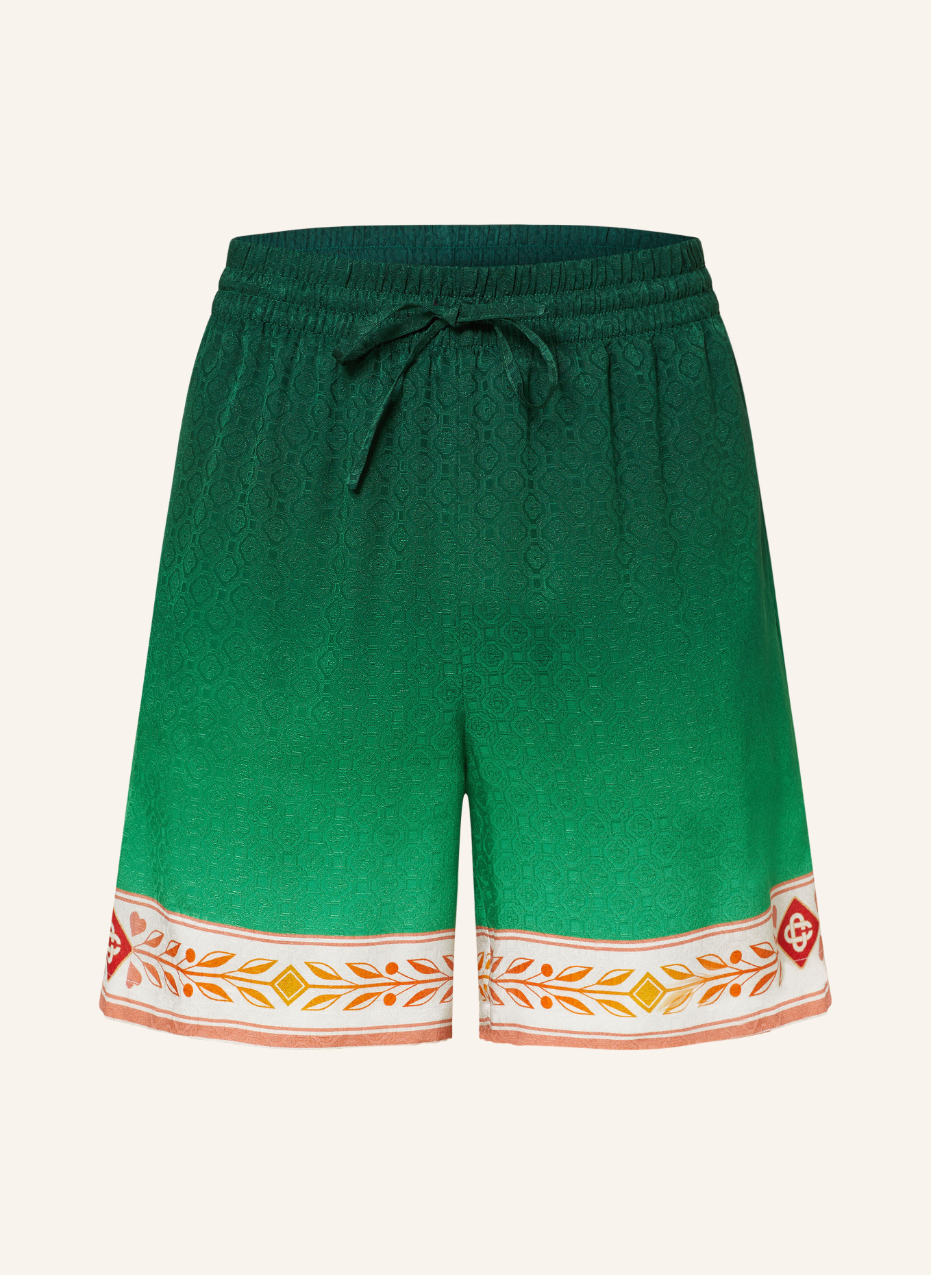 Casablanca Silk shorts UNITY IS POWER, Color: GREEN/ ECRU/ LIGHT RED (Image 1)