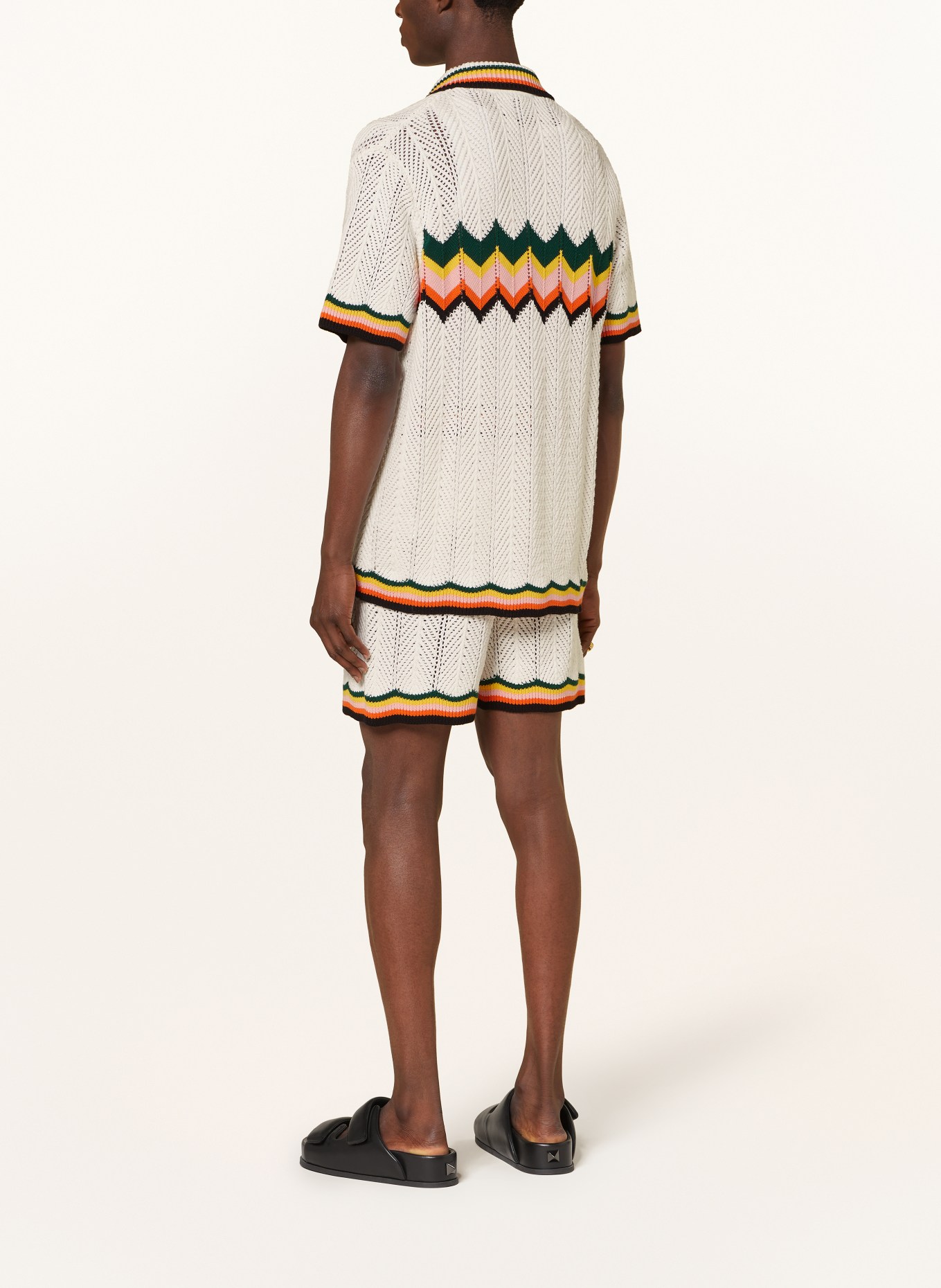 Casablanca Resort shirt comfort fit in knitted fabric, Color: WHITE/ ORANGE/ BLACK (Image 3)