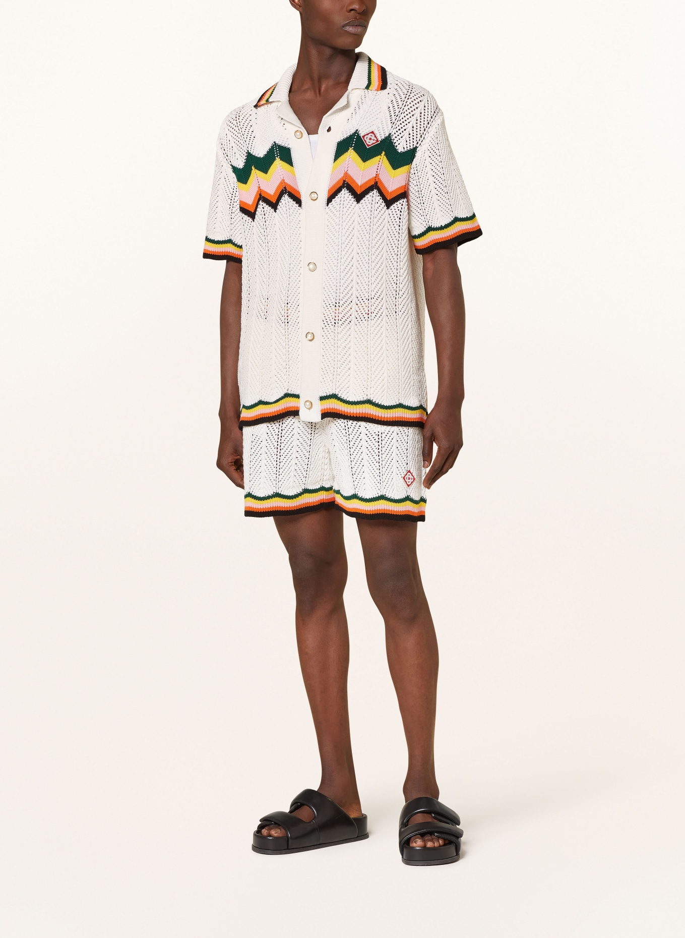 Casablanca Knit shorts, Color: WHITE/ ORANGE/ BLACK (Image 2)