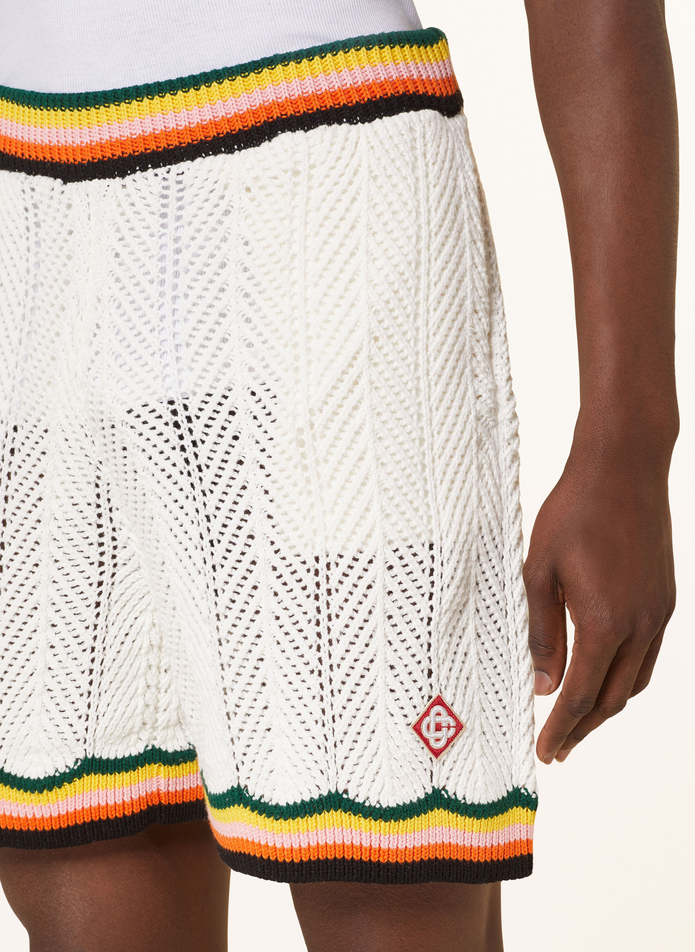 Casablanca Knit shorts, Color: WHITE/ ORANGE/ BLACK (Image 5)
