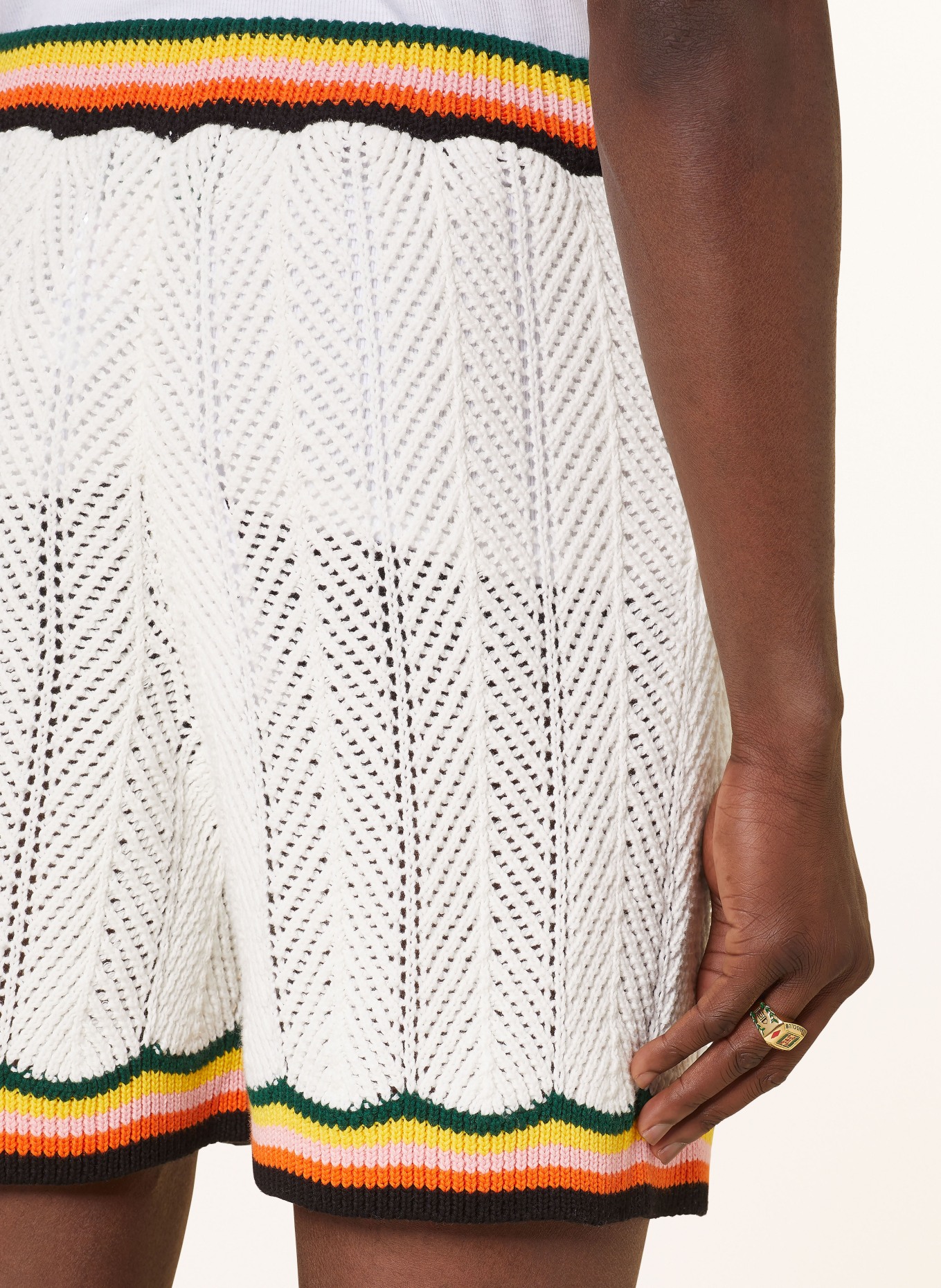 Casablanca Knit shorts, Color: WHITE/ ORANGE/ BLACK (Image 6)