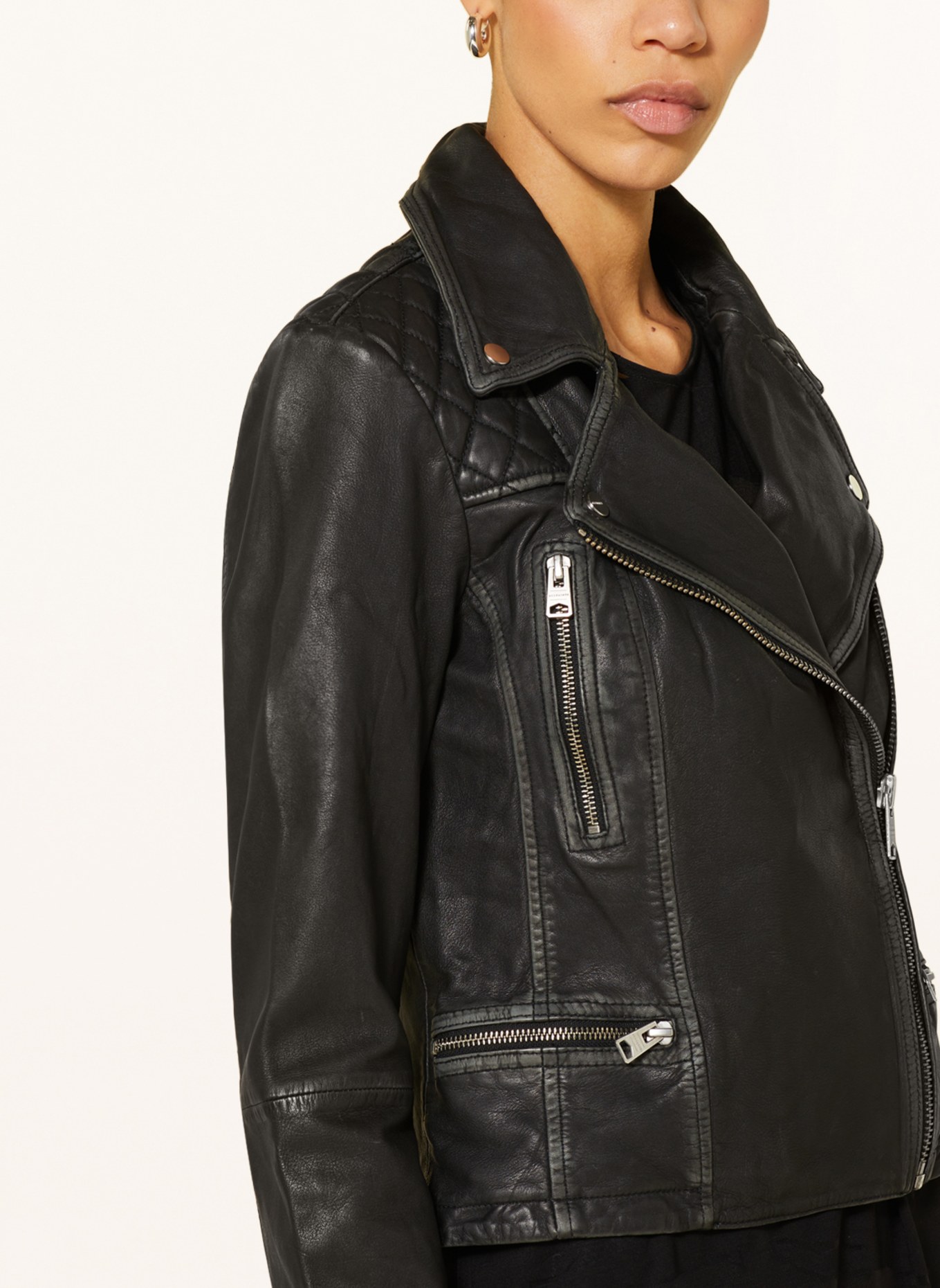 ALLSAINTS Leather jacket CARGO, Color: DARK GRAY (Image 4)