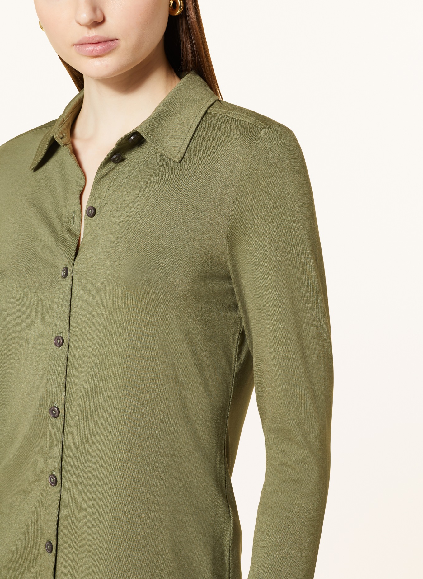 Marc O'Polo Shirt blouse made of jersey, Color: OLIVE (Image 4)