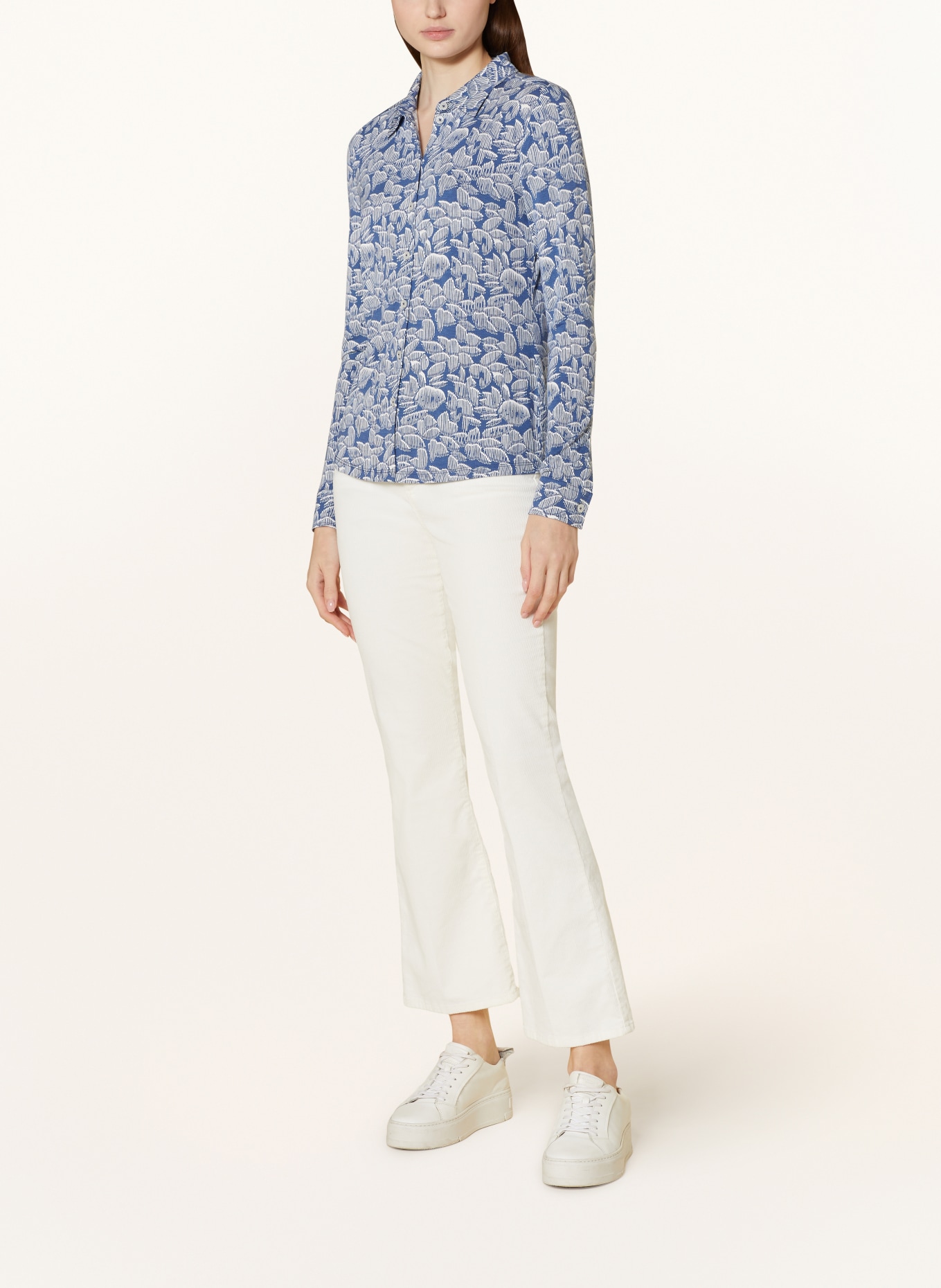 Marc O'Polo Shirt blouse made of jersey, Color: BLUE/ WHITE (Image 2)