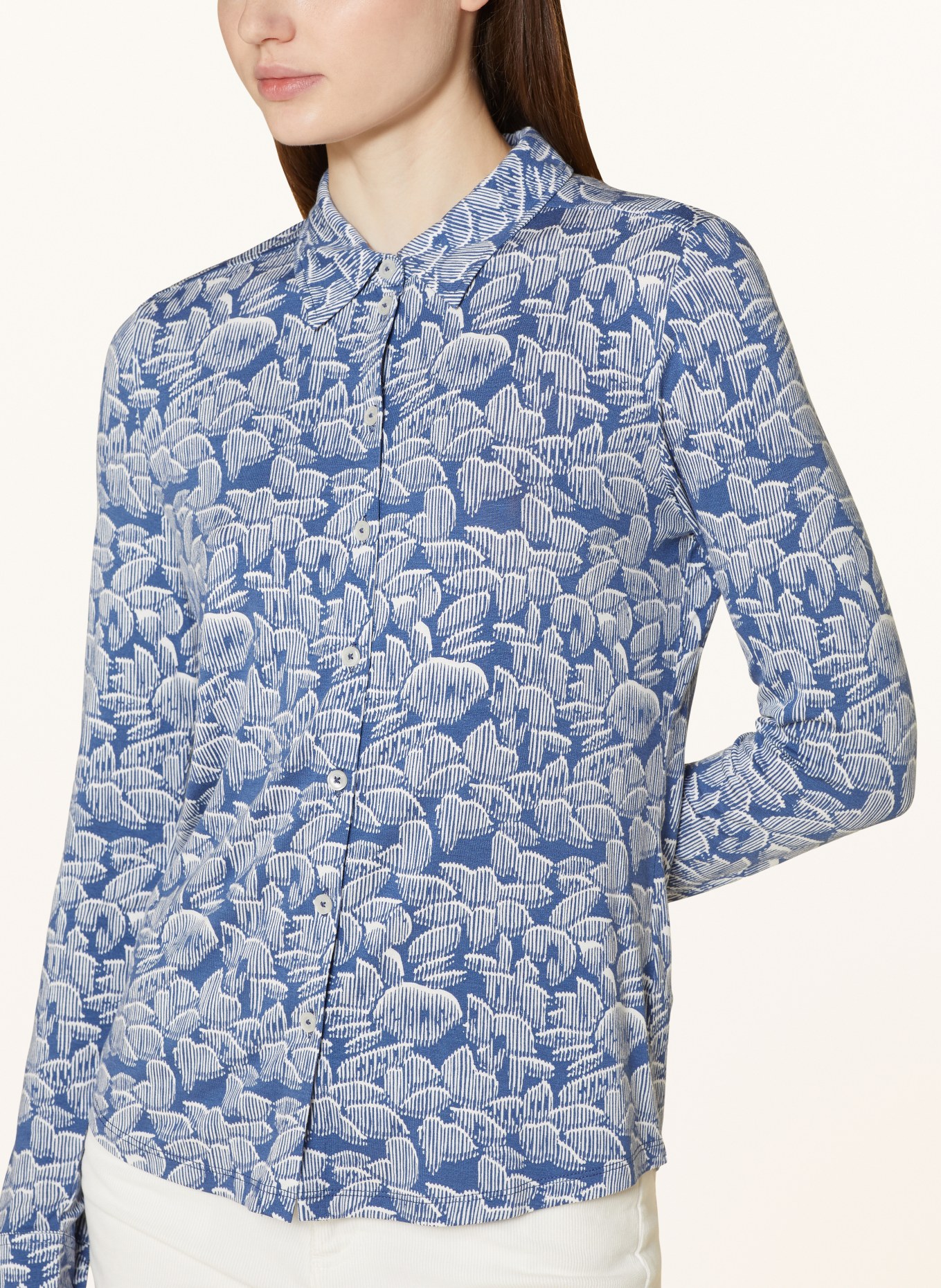 Marc O'Polo Shirt blouse made of jersey, Color: BLUE/ WHITE (Image 4)