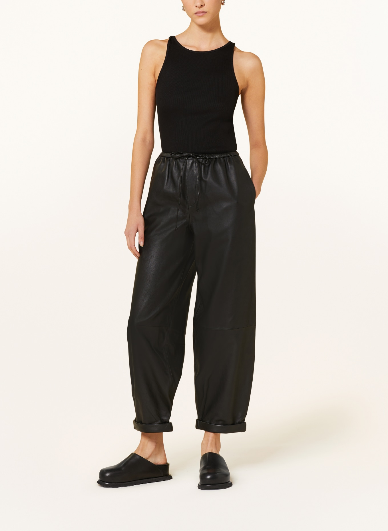 BY MALENE BIRGER Leather trousers JOANNI, Color: BLACK (Image 2)
