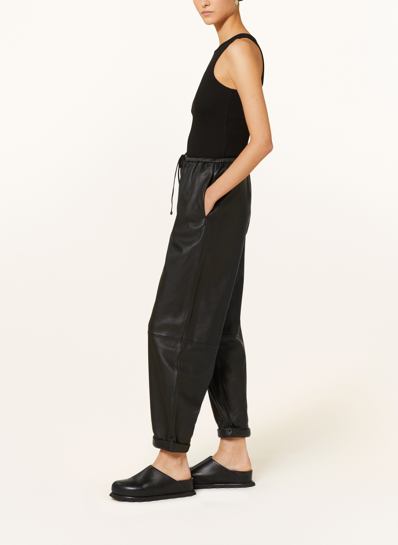 BY MALENE BIRGER Leather trousers JOANNI, Color: BLACK (Image 4)
