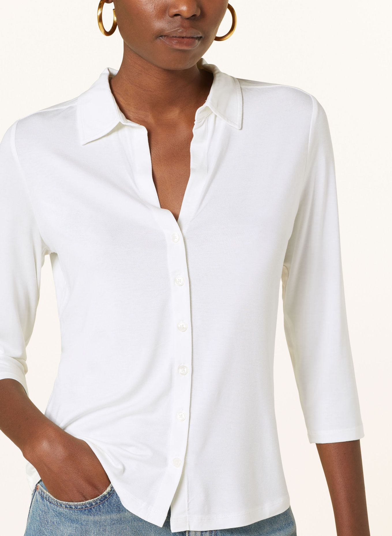 Marc O'Polo Jersey blouse with 3/4 sleeves, Color: WHITE (Image 4)