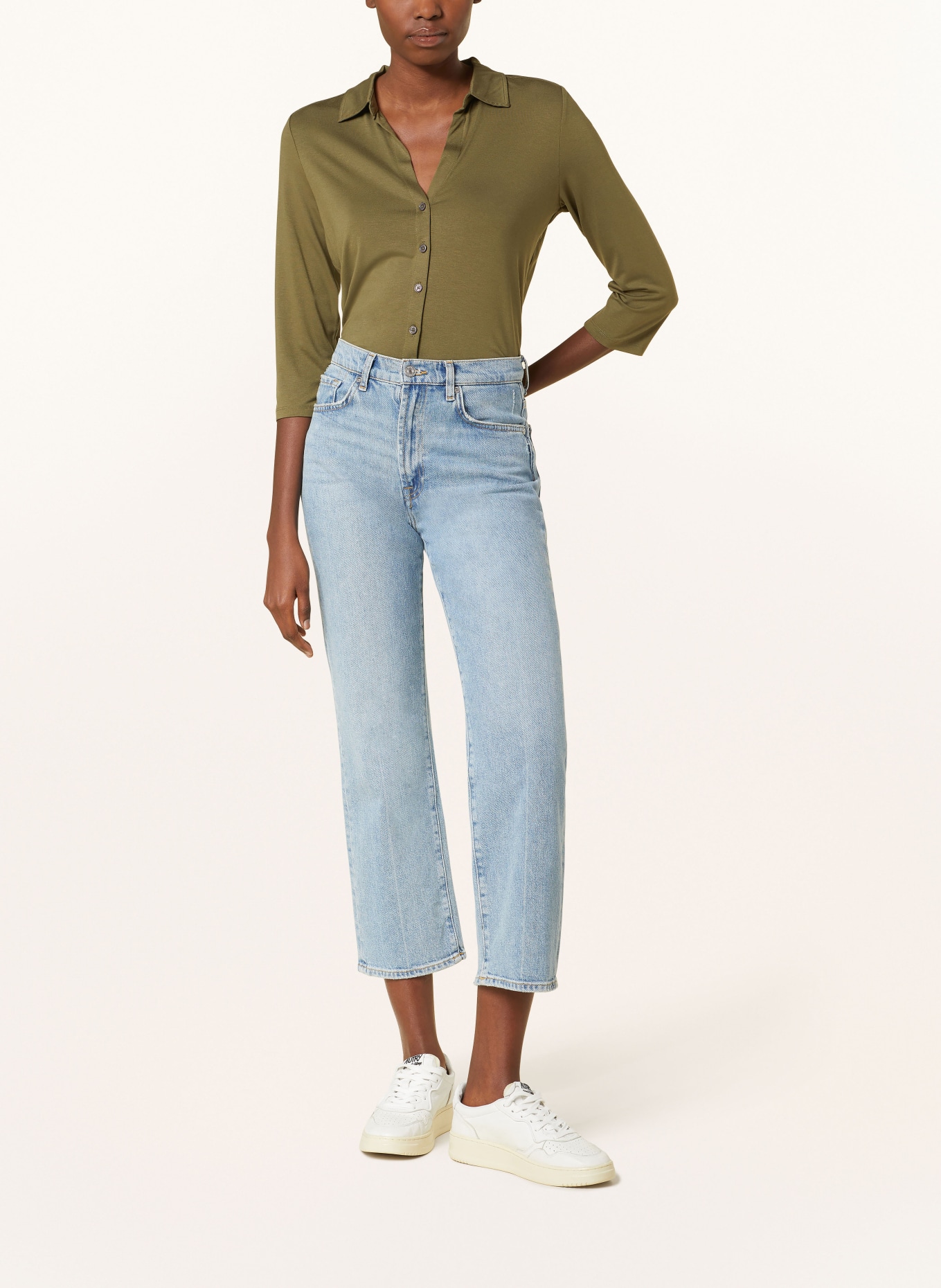 Marc O'Polo Jersey blouse with 3/4 sleeves, Color: OLIVE (Image 2)