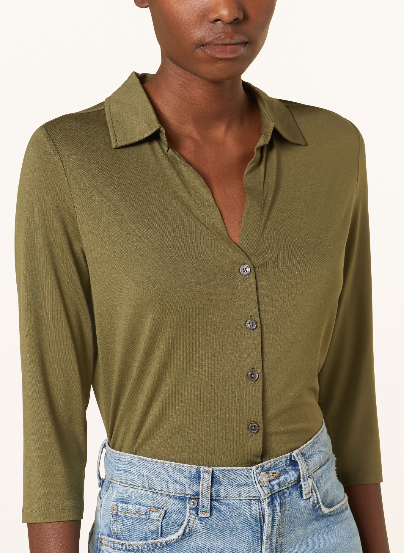 Marc O'Polo Jersey blouse with 3/4 sleeves, Color: OLIVE (Image 4)