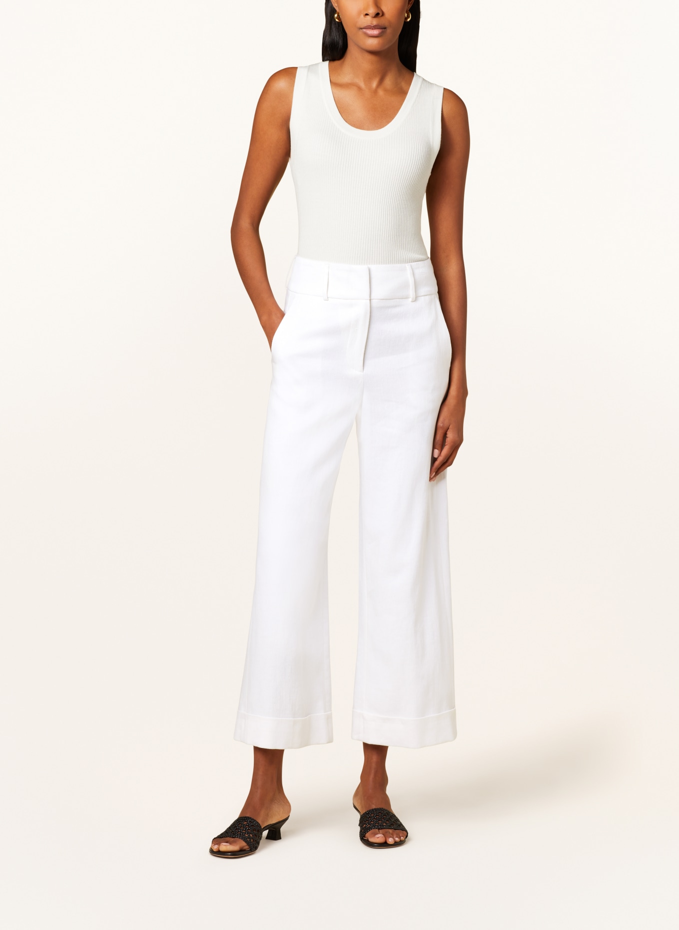 PESERICO EASY Culottes with linen, Color: WHITE (Image 2)