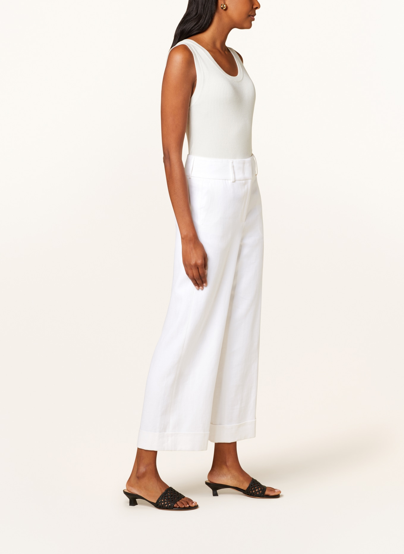 PESERICO EASY Culottes with linen, Color: WHITE (Image 4)