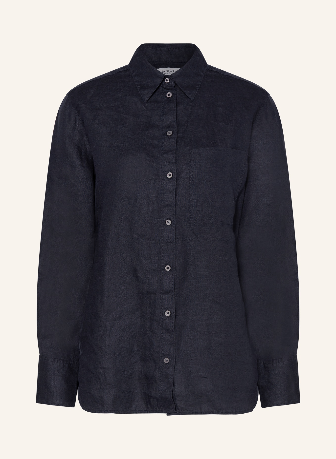 Marc O'Polo Shirt blouse made of linen, Color: DARK BLUE (Image 1)