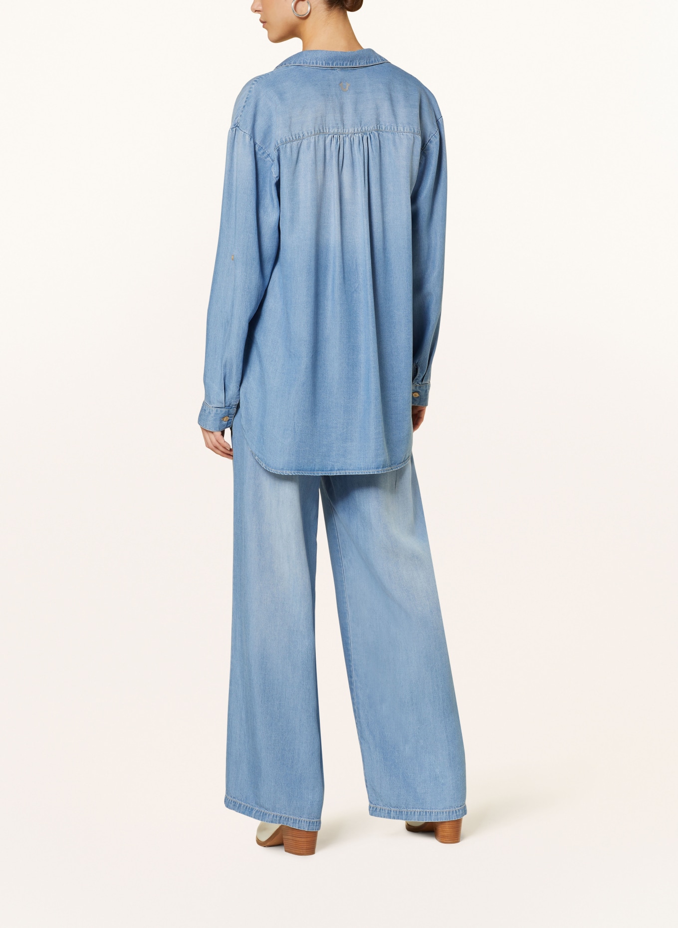 TRUE RELIGION Bluzka oversize w stylu jeansowym, Kolor: JASNONIEBIESKI (Obrazek 3)