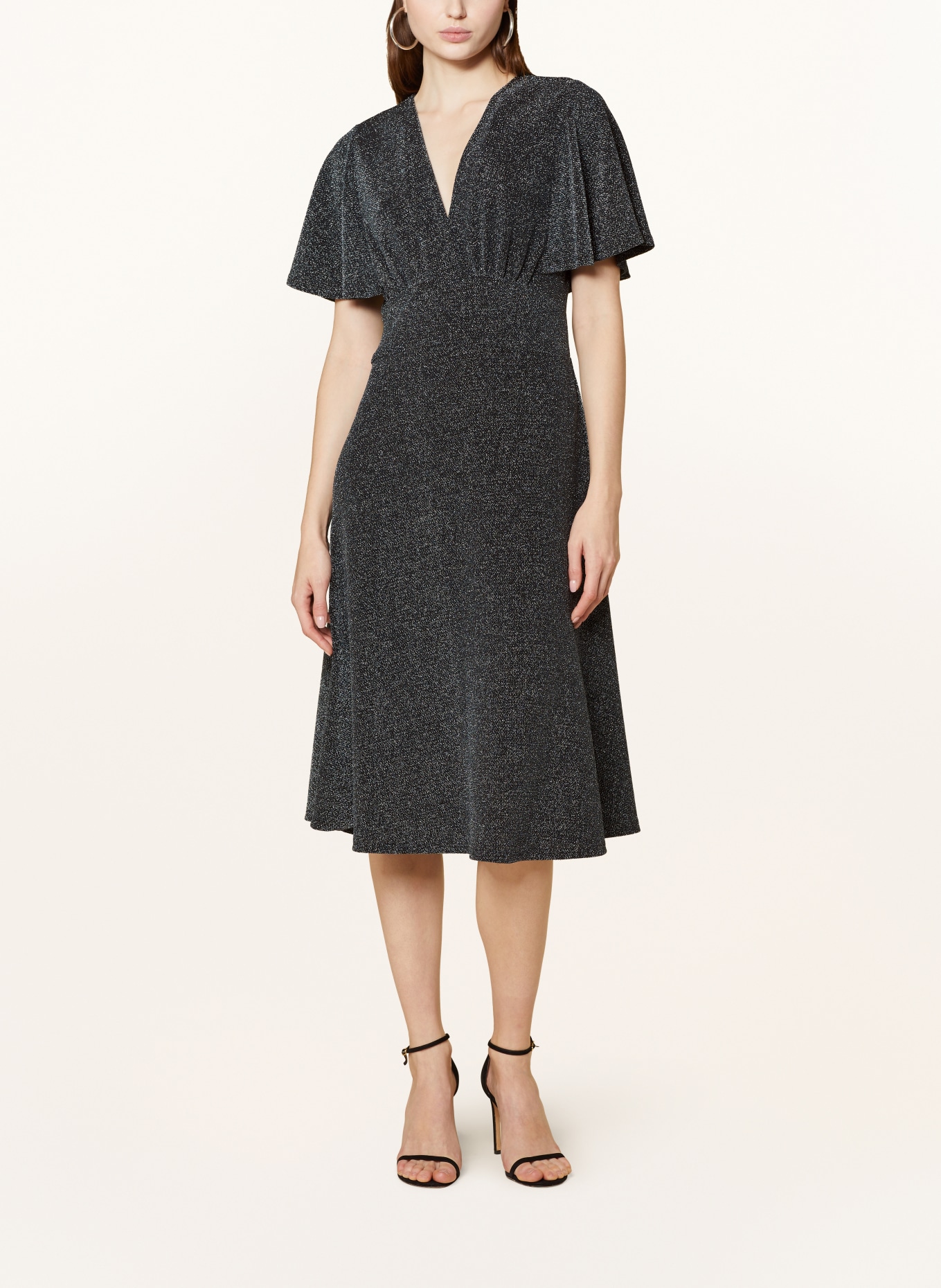 V by Vera Mont Dress with glitter thread, Color: BLACK/ SILVER (Image 2)