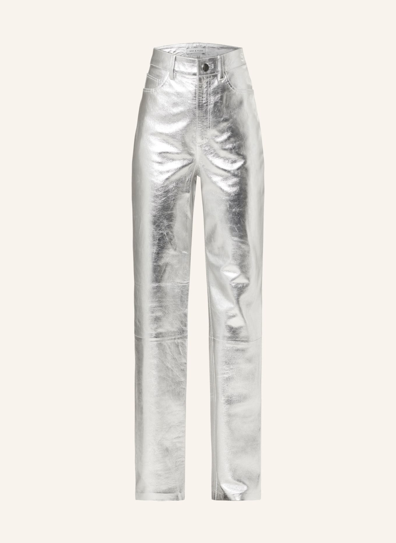 MRS & HUGS Leather trousers, Color: SILVER (Image 1)