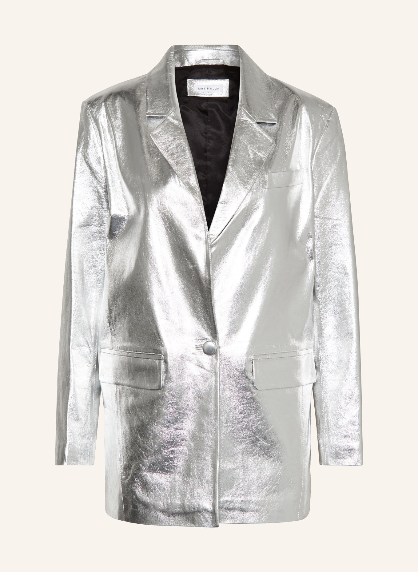 MRS & HUGS Leather jacket, Color: SILVER (Image 1)