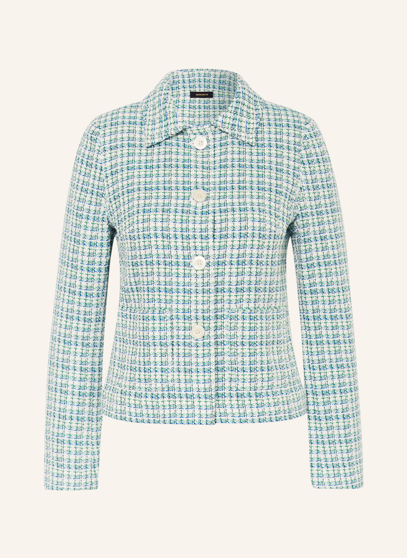 MORE & MORE Tweed jacket, Color: GREEN/ BLUE/ WHITE (Image 1)