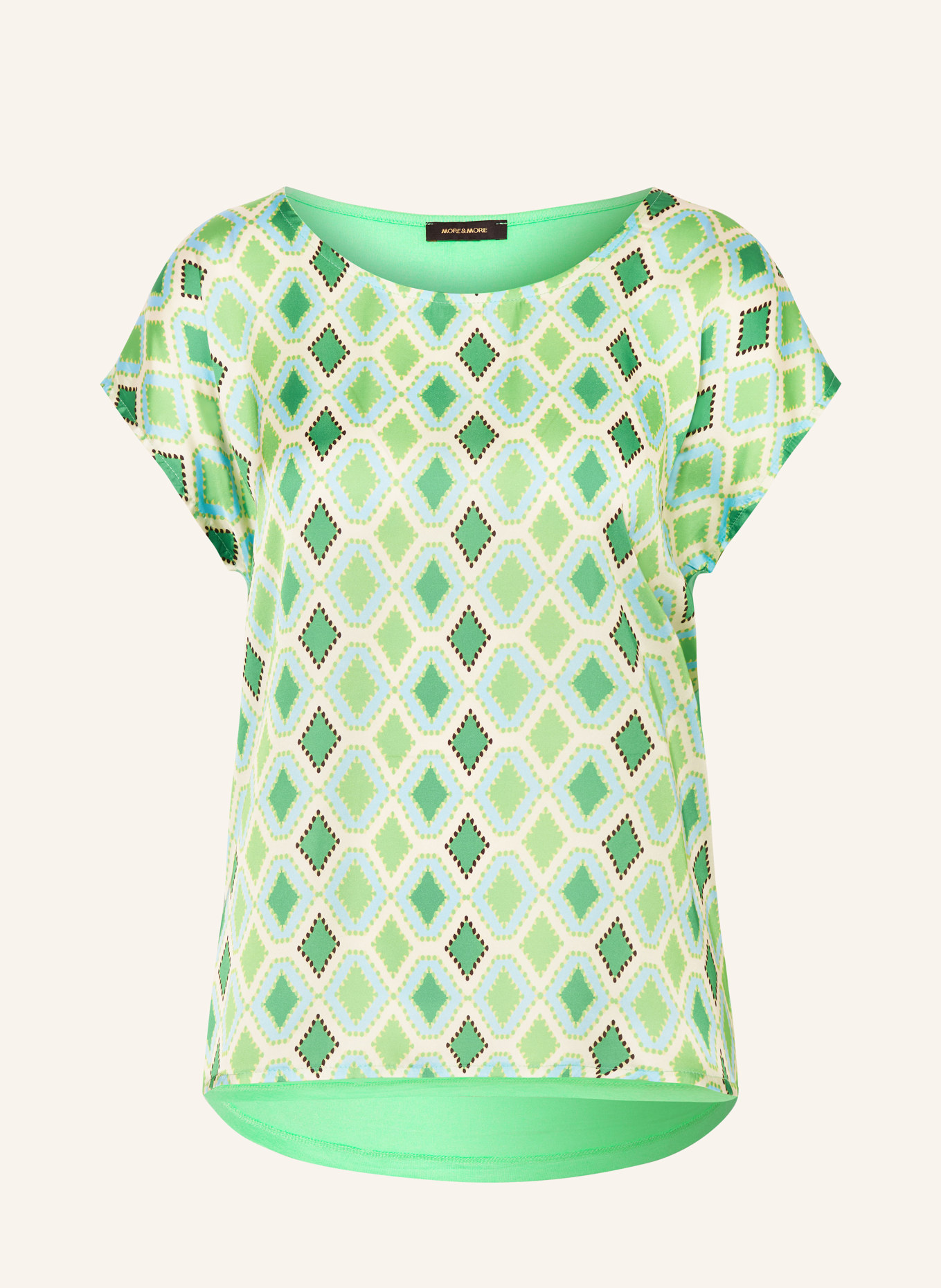 MORE & MORE Shirt blouse in mixed materials, Color: LIGHT GREEN/ ECRU/ LIGHT BLUE (Image 1)