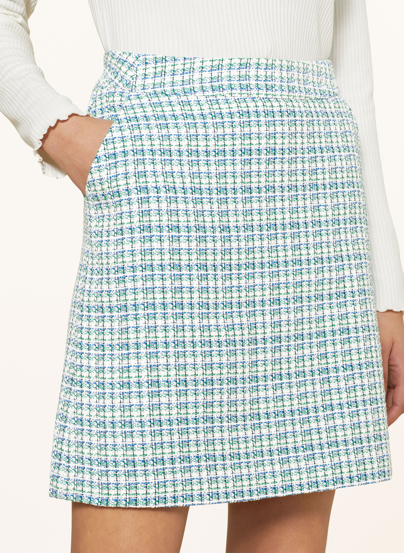 MORE & MORE Tweed skirt, Color: WHITE/ GREEN (Image 4)