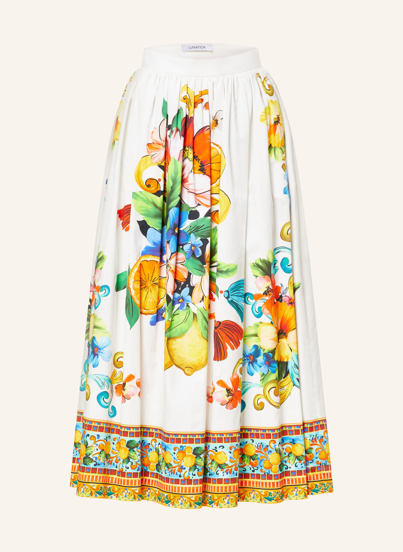 LUNATICA MILANO Pleated skirt, Color: WHITE/ BLUE/ ORANGE (Image 1)