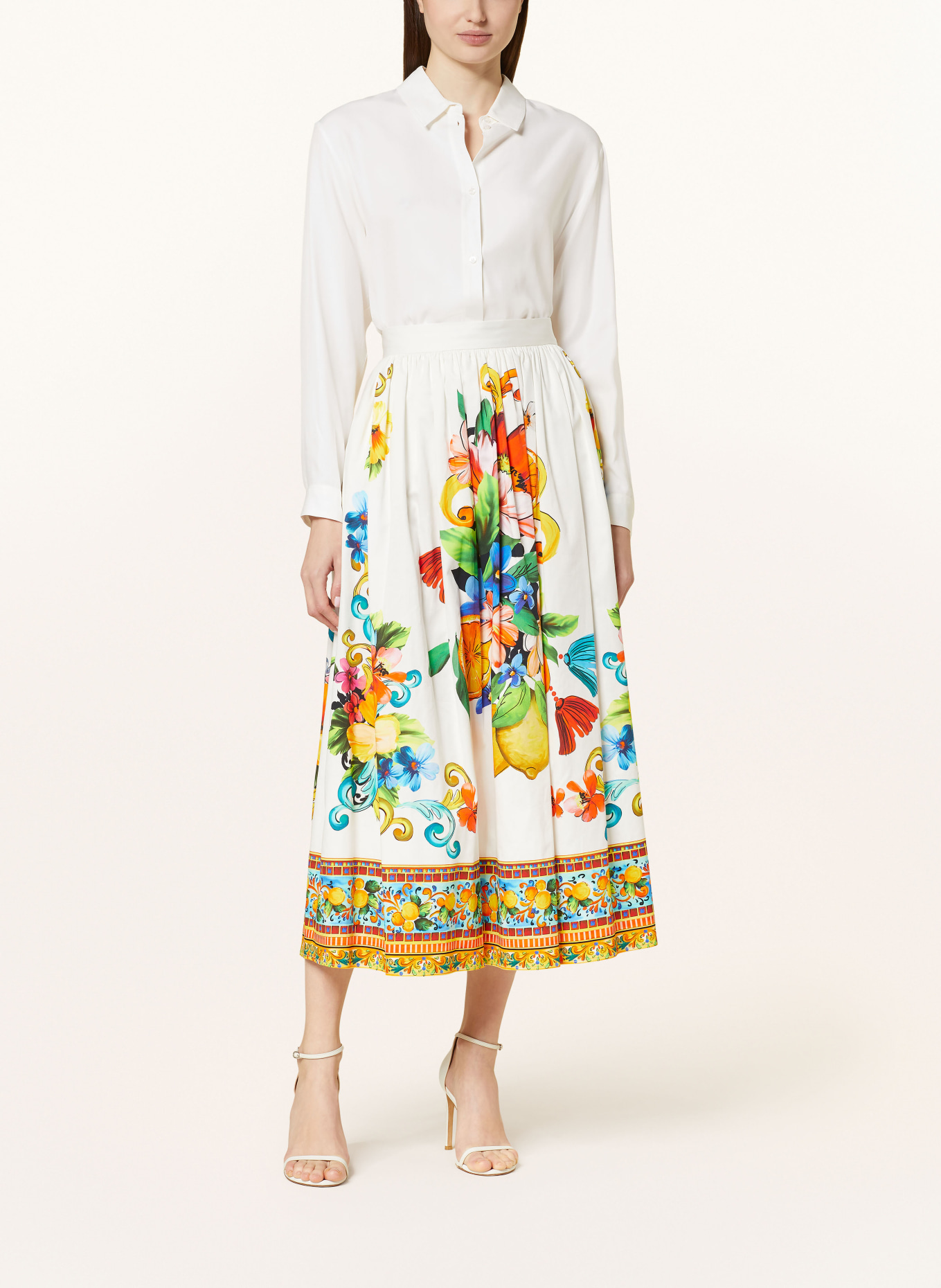 LUNATICA MILANO Pleated skirt, Color: WHITE/ BLUE/ ORANGE (Image 2)