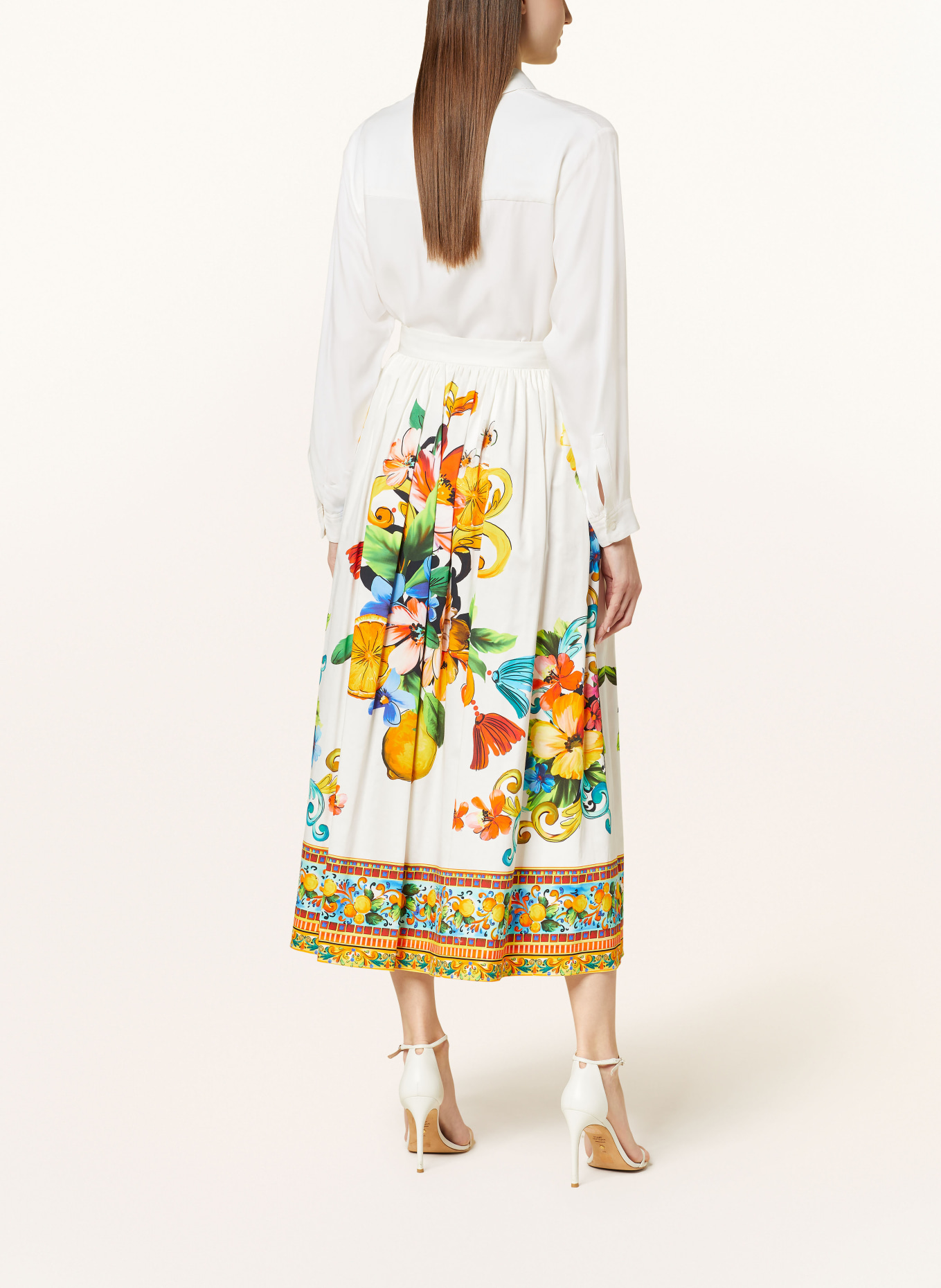 LUNATICA MILANO Pleated skirt, Color: WHITE/ BLUE/ ORANGE (Image 3)