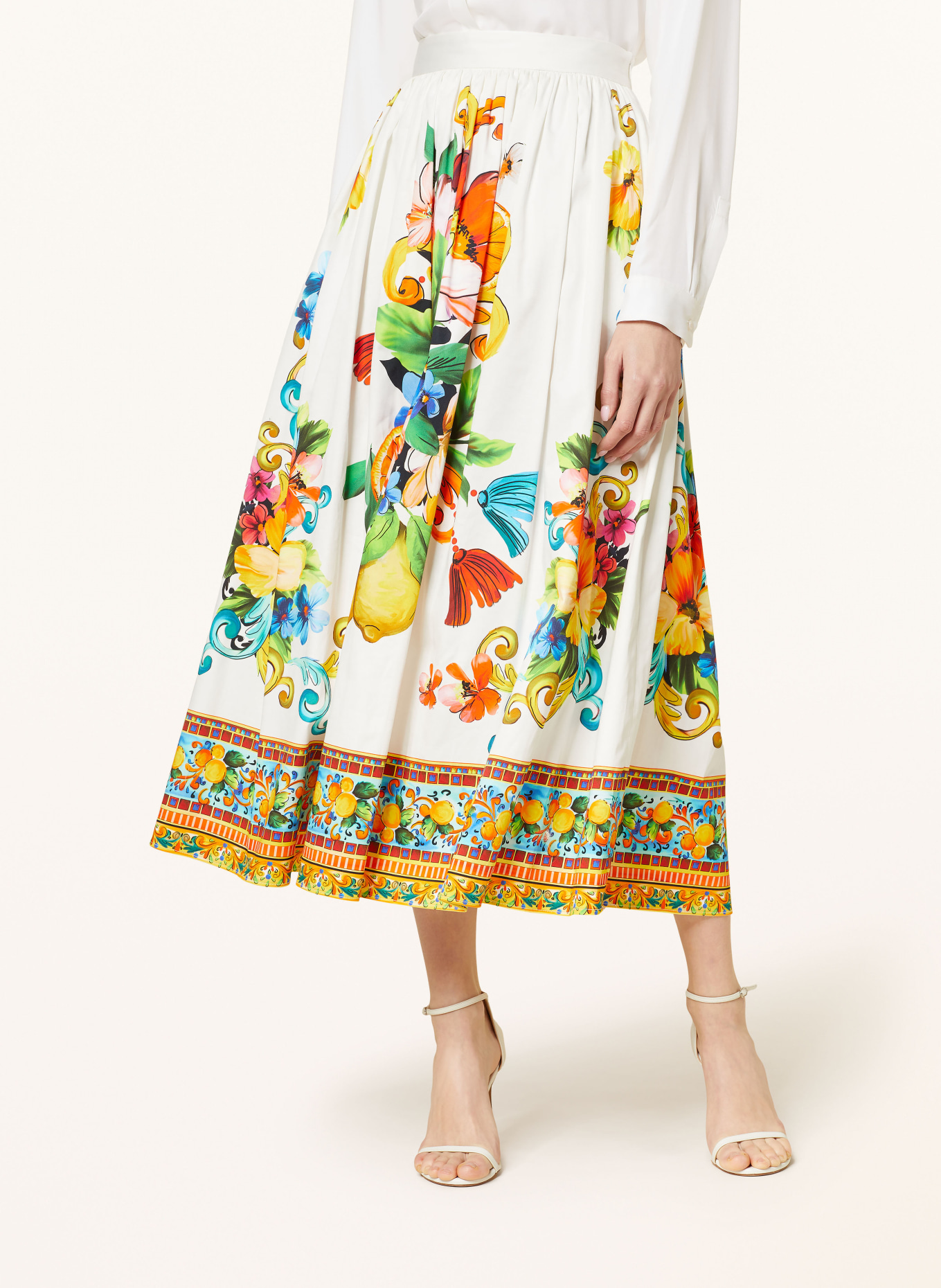 LUNATICA MILANO Skládaná sukně, Barva: BÍLÁ/ MODRÁ/ ORANŽOVÁ (Obrázek 4)