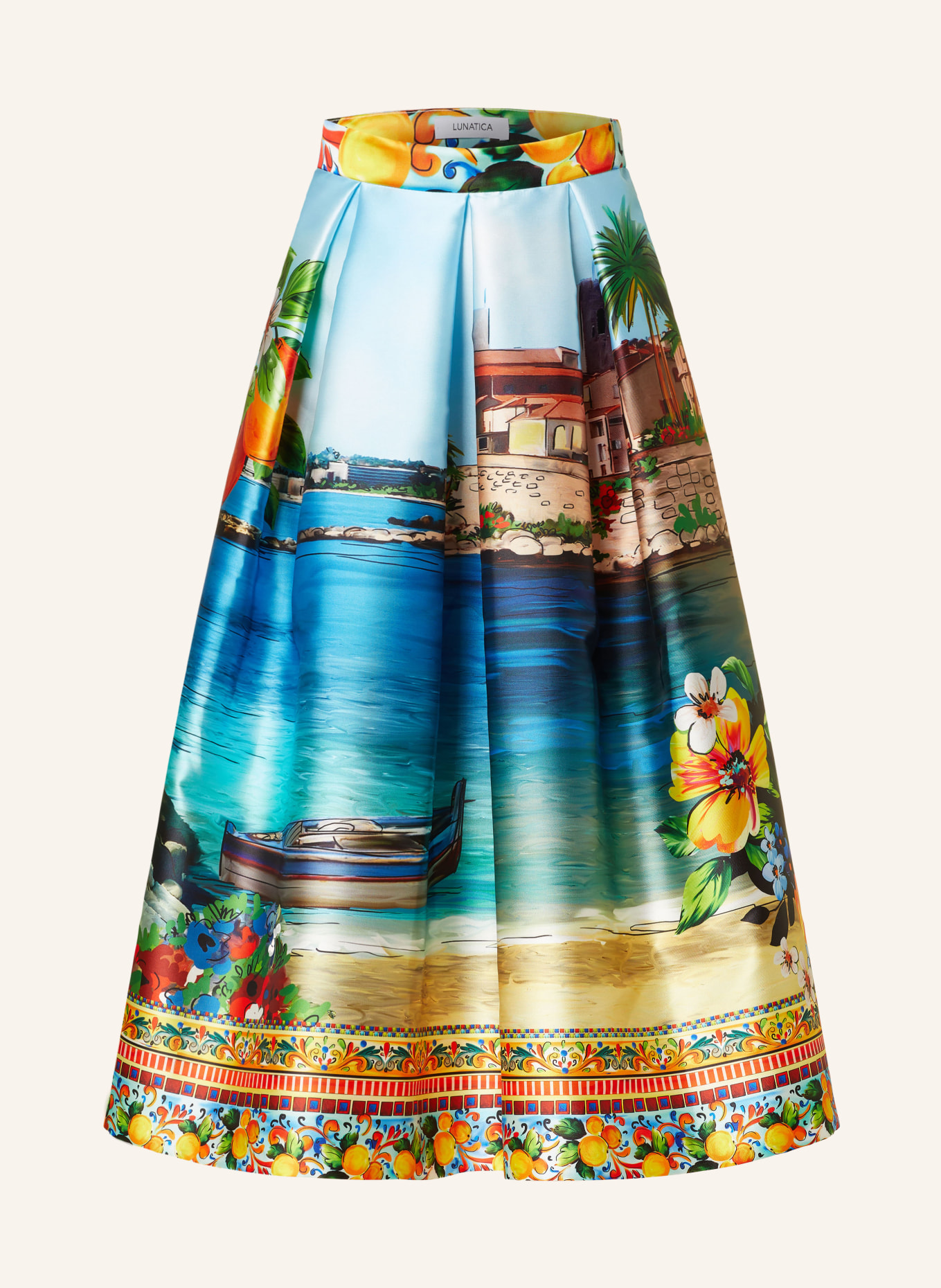LUNATICA MILANO Pleated skirt, Color: YELLOW/ LIGHT BLUE/ GREEN (Image 1)