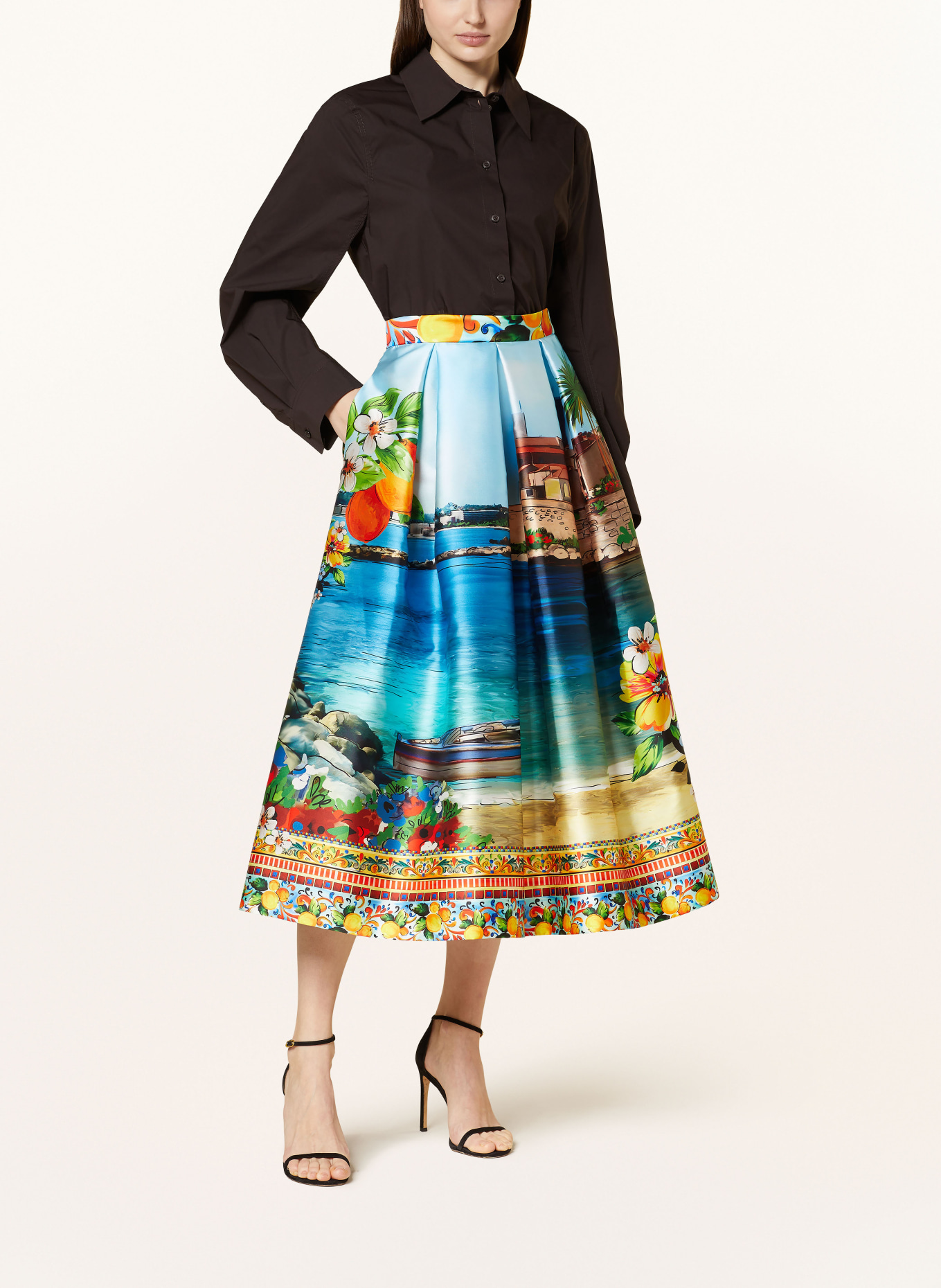 LUNATICA MILANO Pleated skirt, Color: YELLOW/ LIGHT BLUE/ GREEN (Image 2)