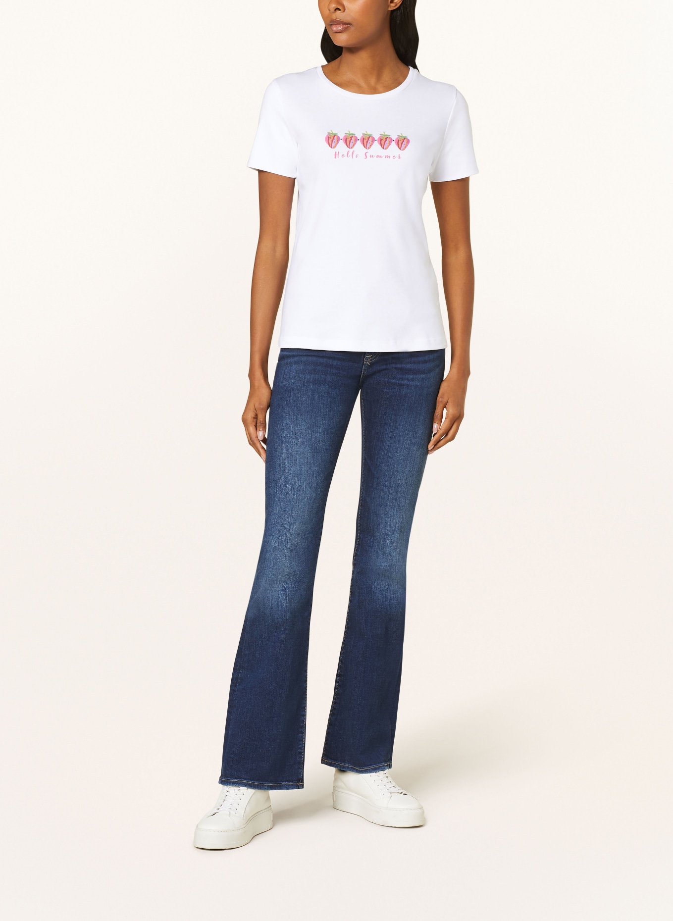 lilienfels T-shirt with decorative gems, Color: WHITE/ ROSE/ ORANGE (Image 2)