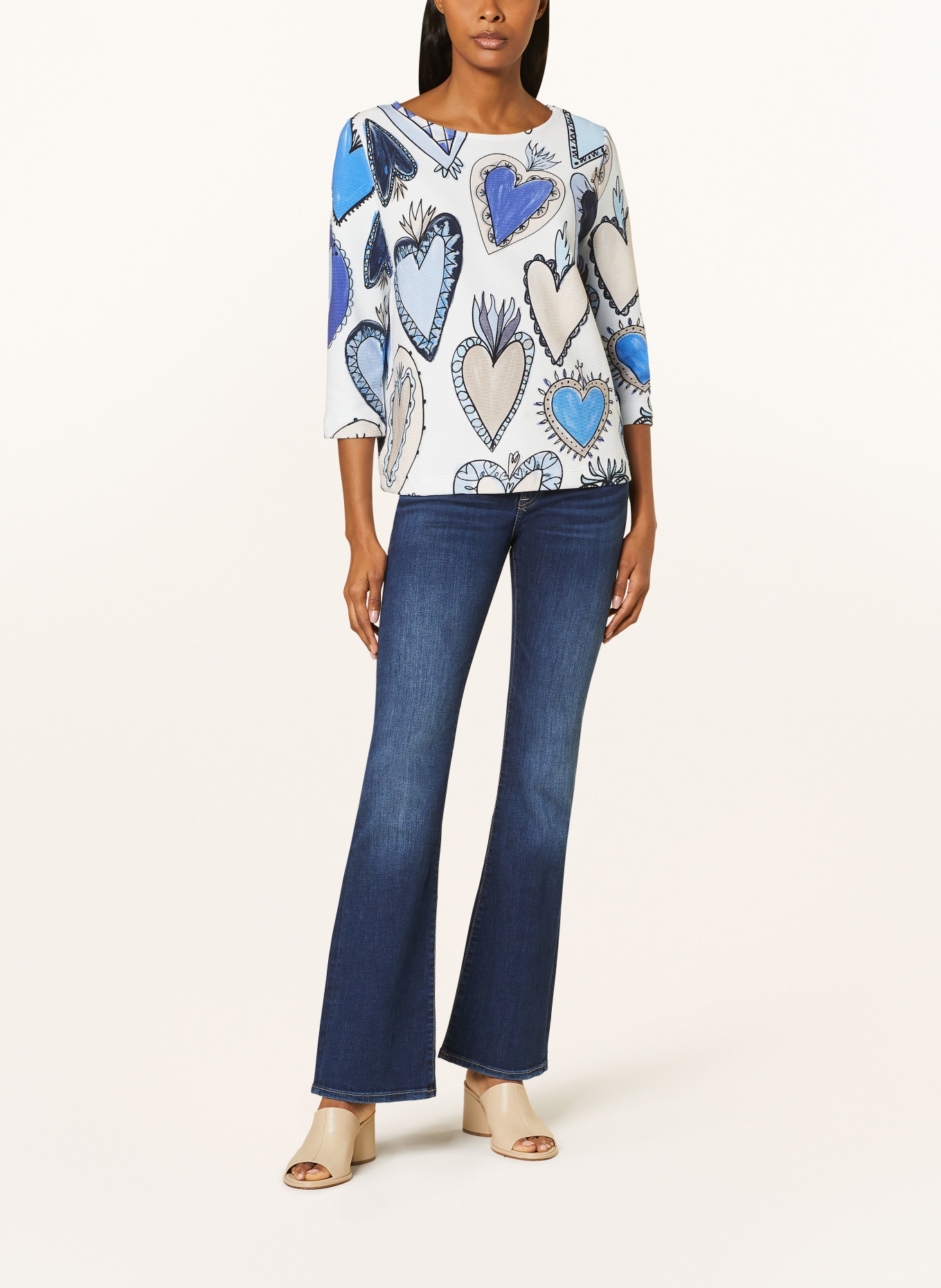 lilienfels Shirt with 3/4 sleeves, Color: WHITE/ BLUE/ BEIGE (Image 2)