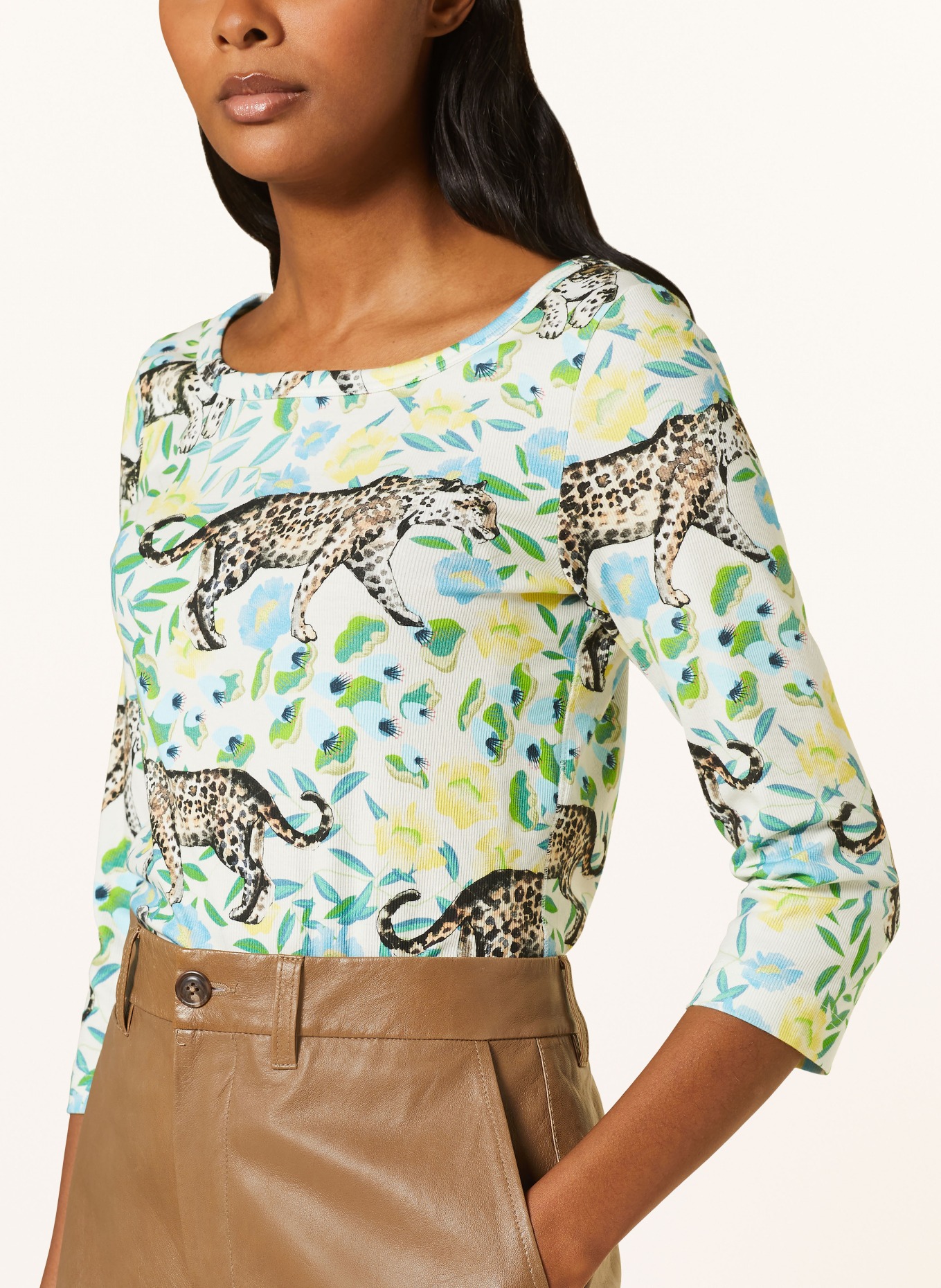 lilienfels Shirt with 3/4 sleeves, Color: ECRU/ GREEN/ BROWN (Image 4)