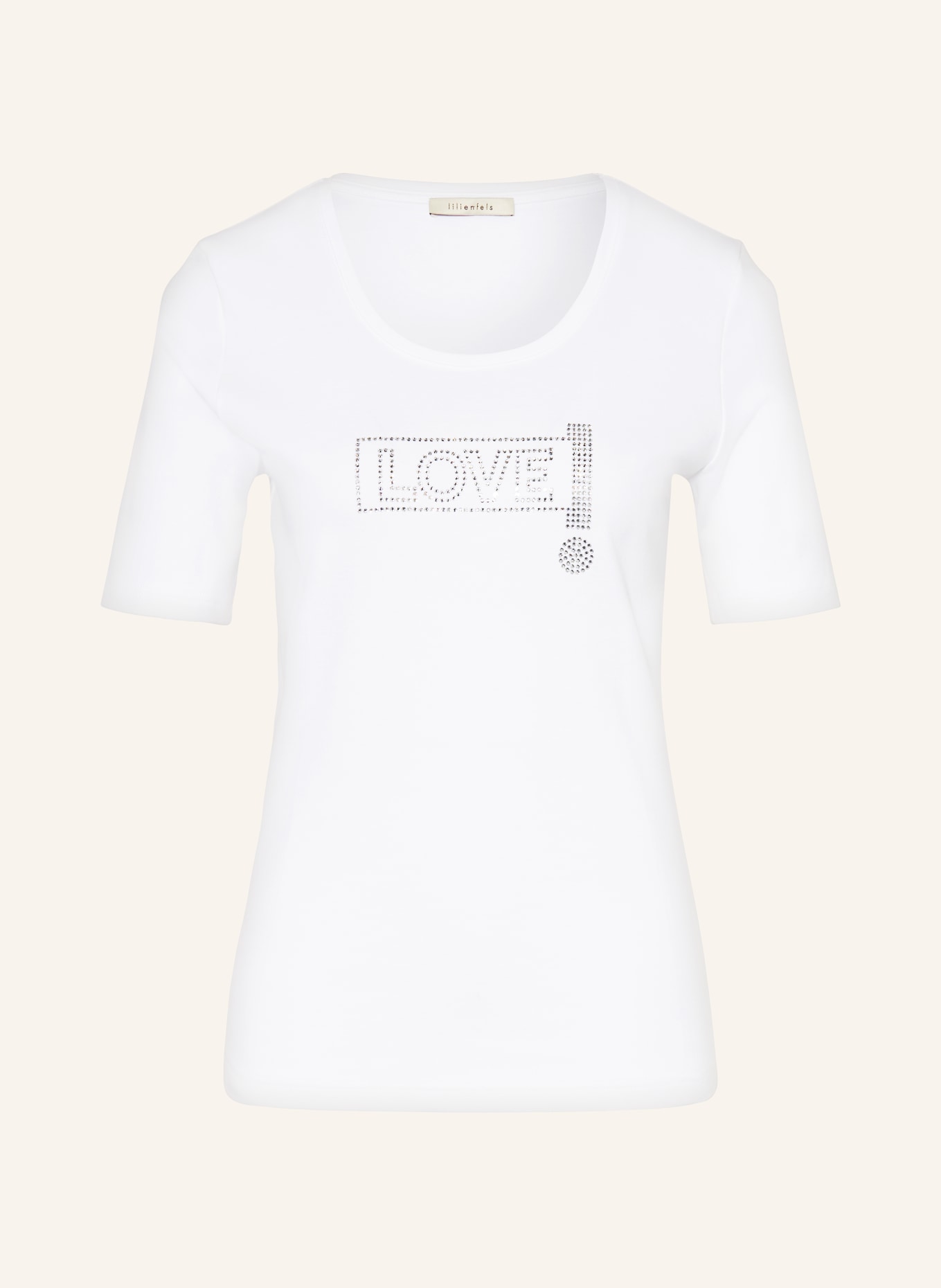 lilienfels T-shirt z obszyciem ozdobnymi kamykami, Kolor: BIAŁY (Obrazek 1)