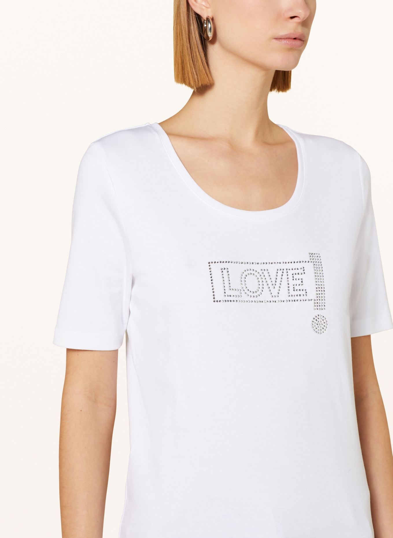 lilienfels T-shirt z obszyciem ozdobnymi kamykami, Kolor: BIAŁY (Obrazek 4)