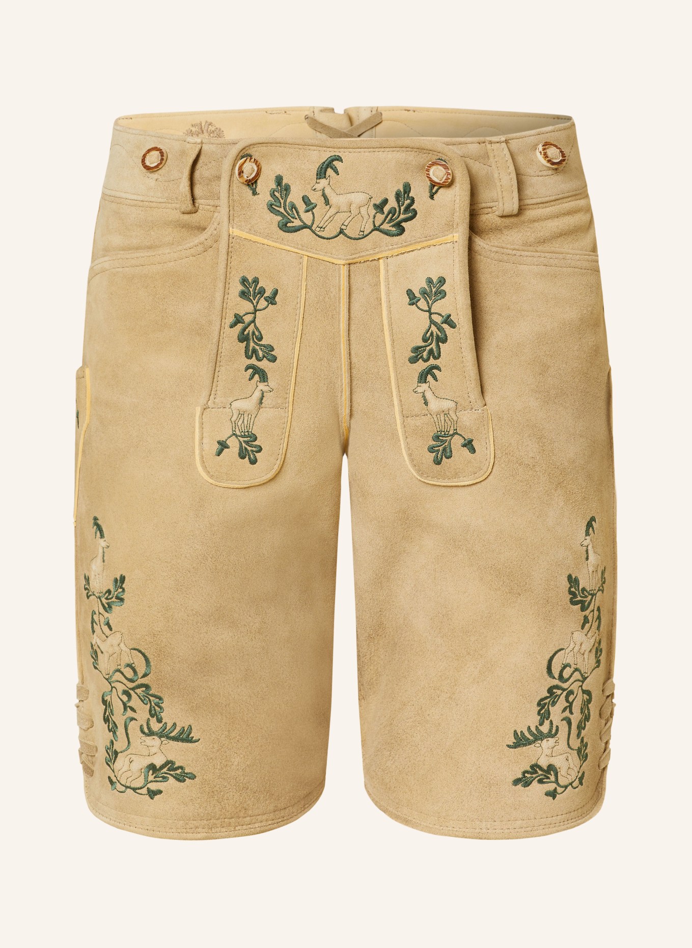 OSTARRICHI Spodnie skórzane w stylu ludowym WILDLEBEN, Kolor: BEŻOWY (Obrazek 1)