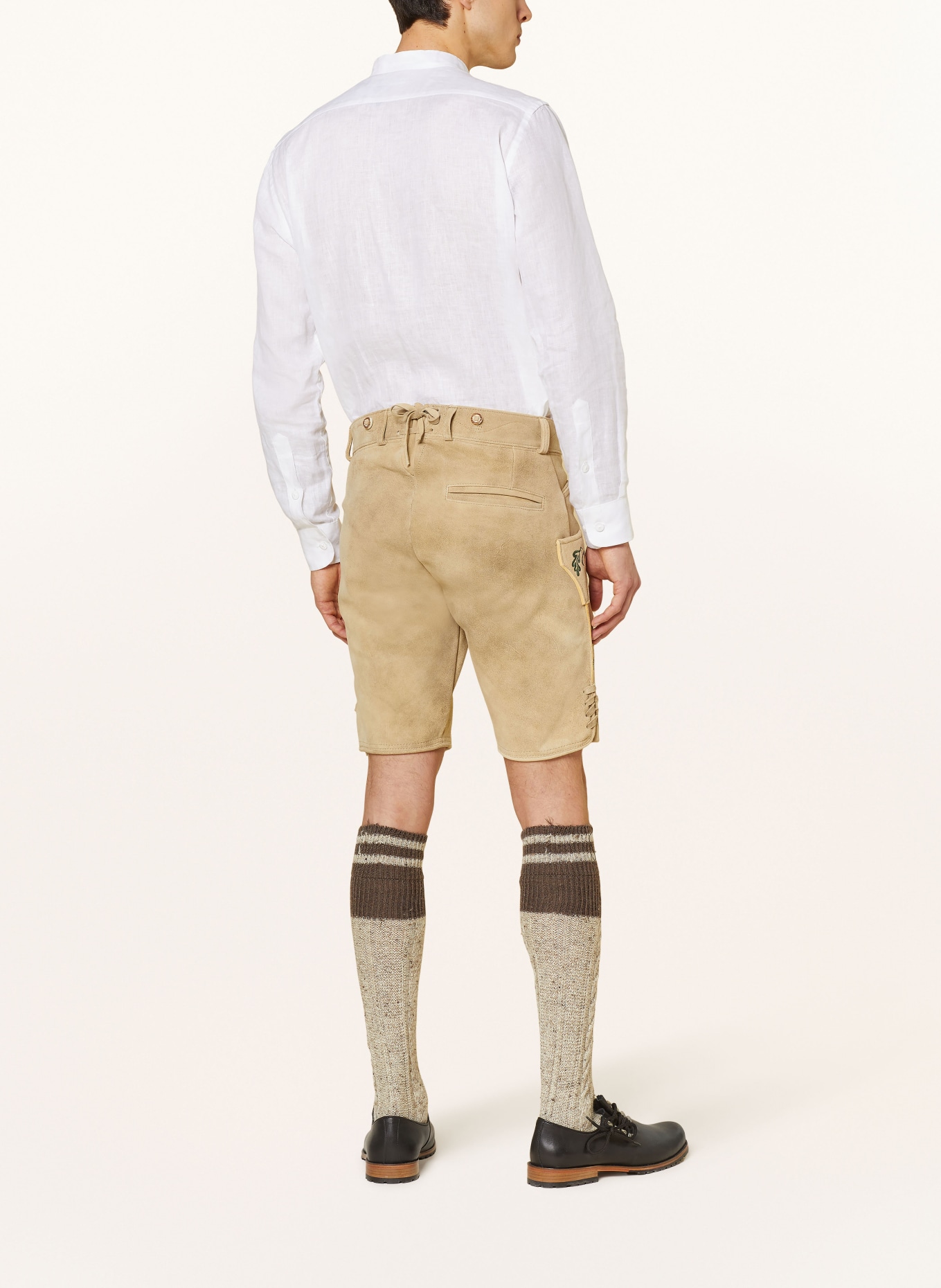 OSTARRICHI Spodnie skórzane w stylu ludowym WILDLEBEN, Kolor: BEŻOWY (Obrazek 3)