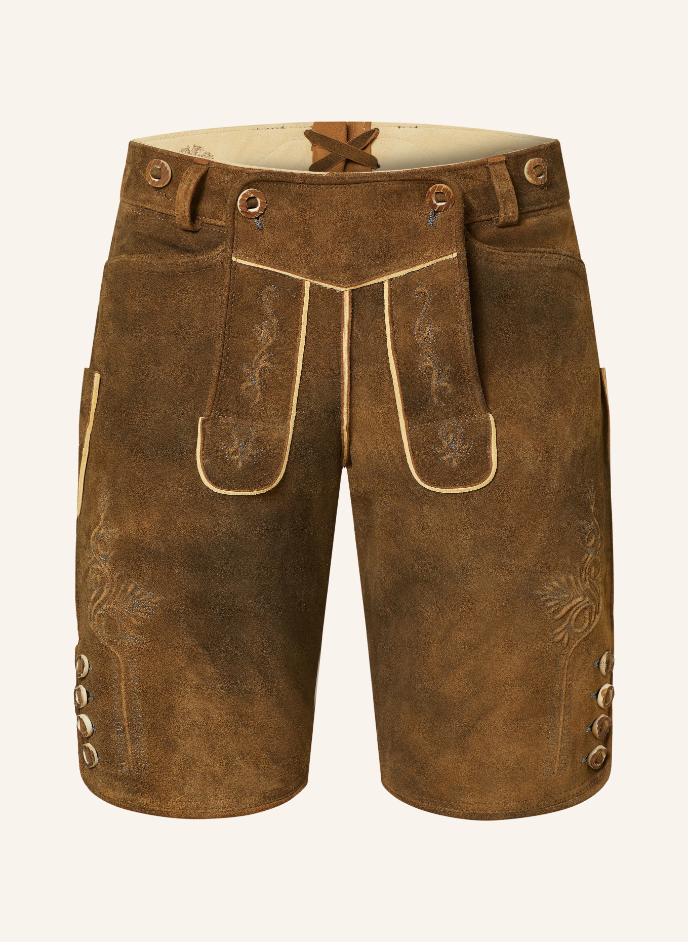 OSTARRICHI Spodnie skórzane w stylu ludowym DONAU, Kolor: BRĄZOWY (Obrazek 1)