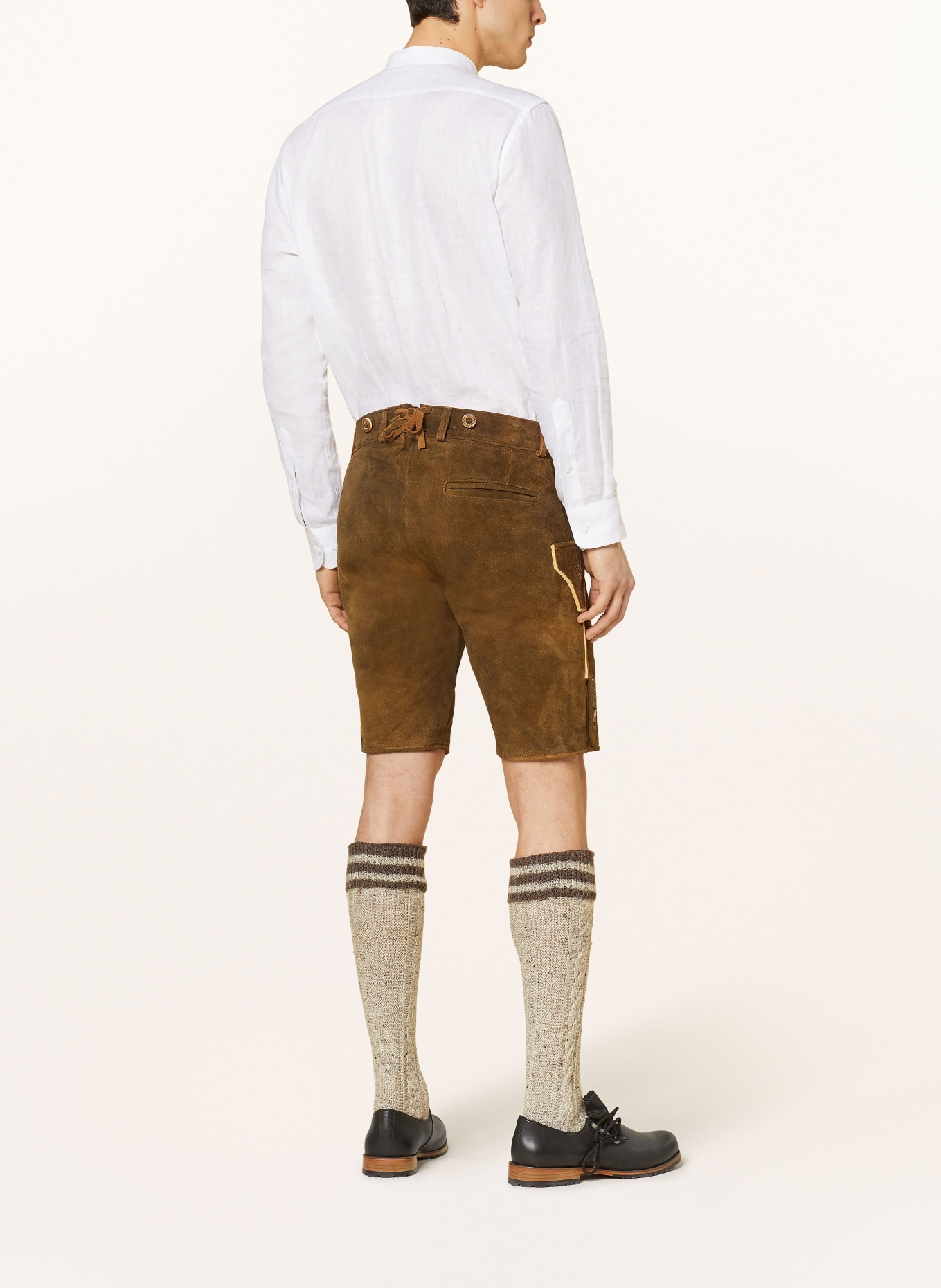 OSTARRICHI Spodnie skórzane w stylu ludowym DONAU, Kolor: BRĄZOWY (Obrazek 3)