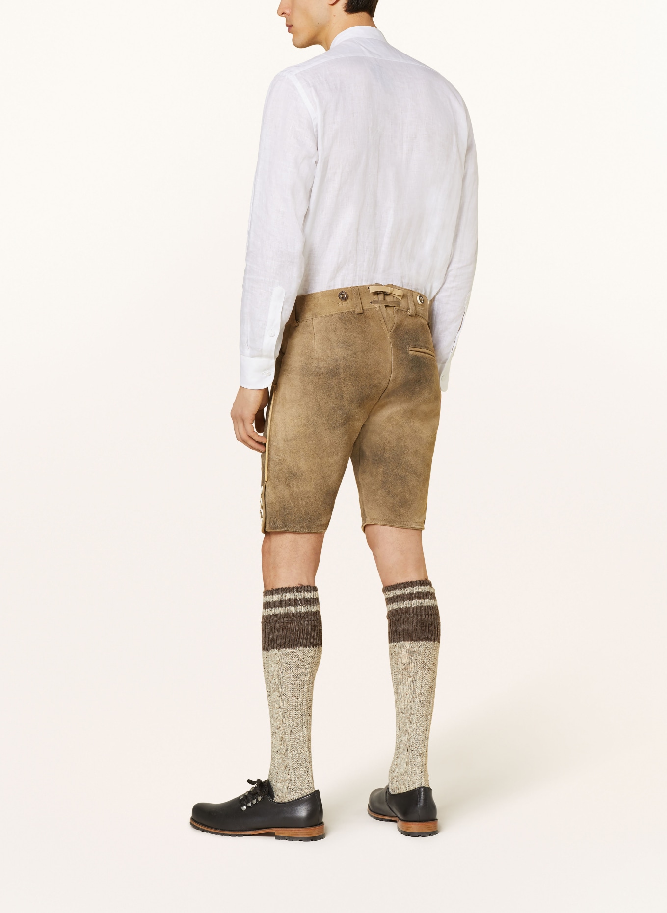 OSTARRICHI Spodnie skórzane w stylu ludowym WILDLEBEN, Kolor: KHAKI (Obrazek 3)