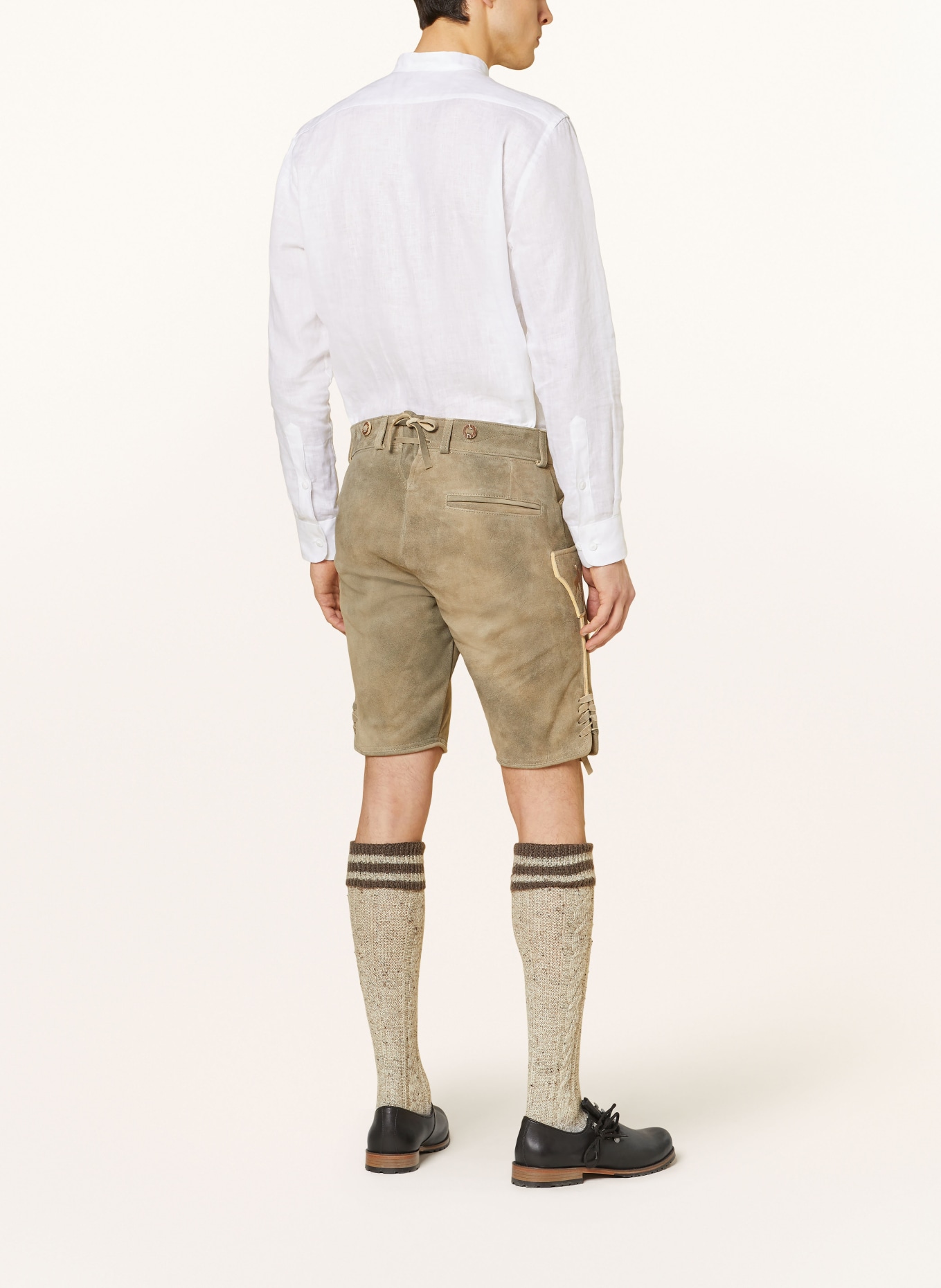 OSTARRICHI Spodnie skórzane w stylu ludowym LUDWIG, Kolor: SZAROBRĄZOWY (Obrazek 3)