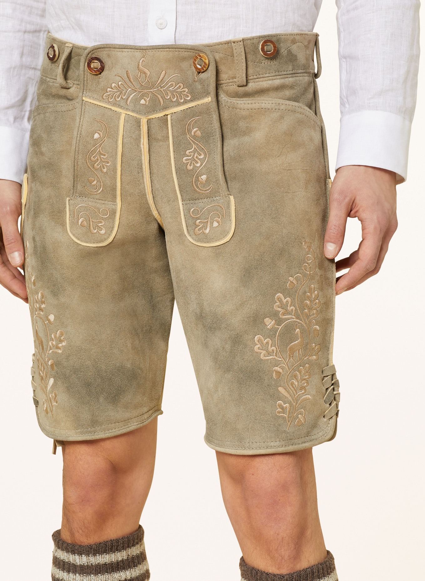 OSTARRICHI Spodnie skórzane w stylu ludowym LUDWIG, Kolor: SZAROBRĄZOWY (Obrazek 5)