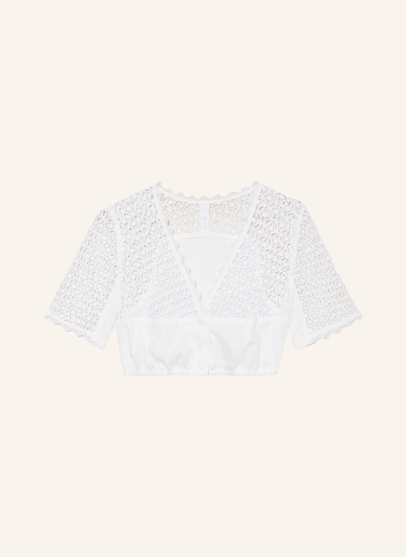 WALDORFF Dirndl blouse with crochet lace, Color: WHITE (Image 1)