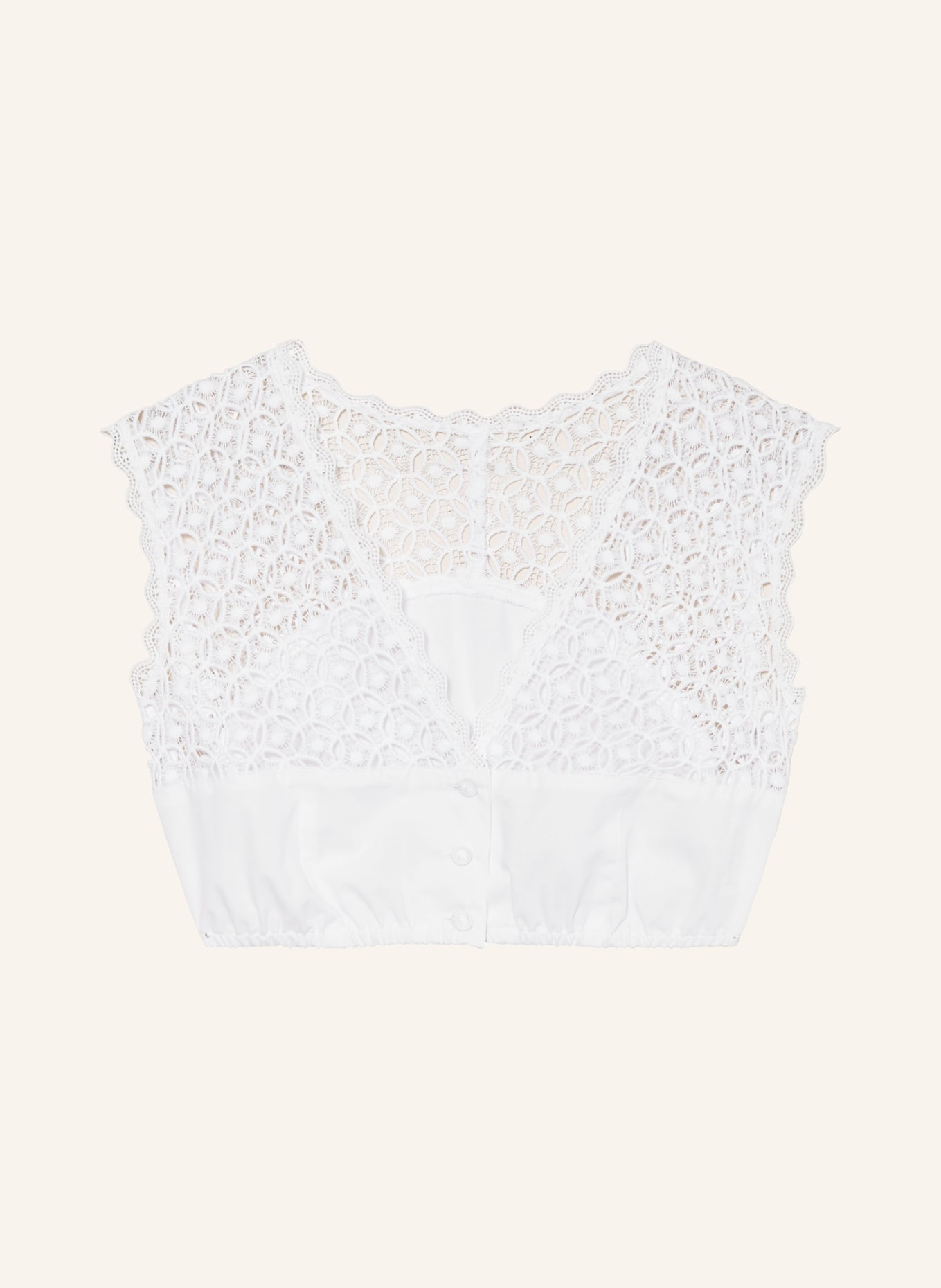 WALDORFF Dirndl blouse with crochet lace, Color: WHITE (Image 1)