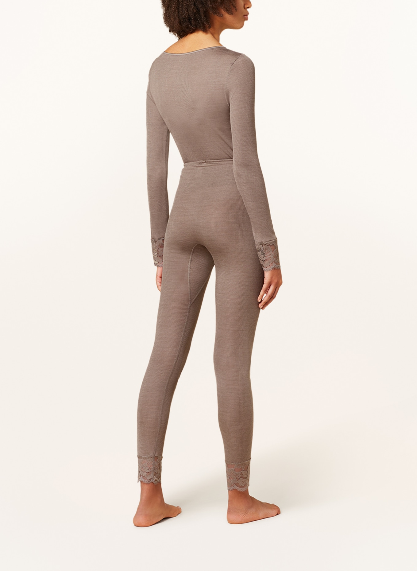 mey Lounge leggings series WOOL LOVE made of merino wool with silk, Color: TAUPE (Image 3)