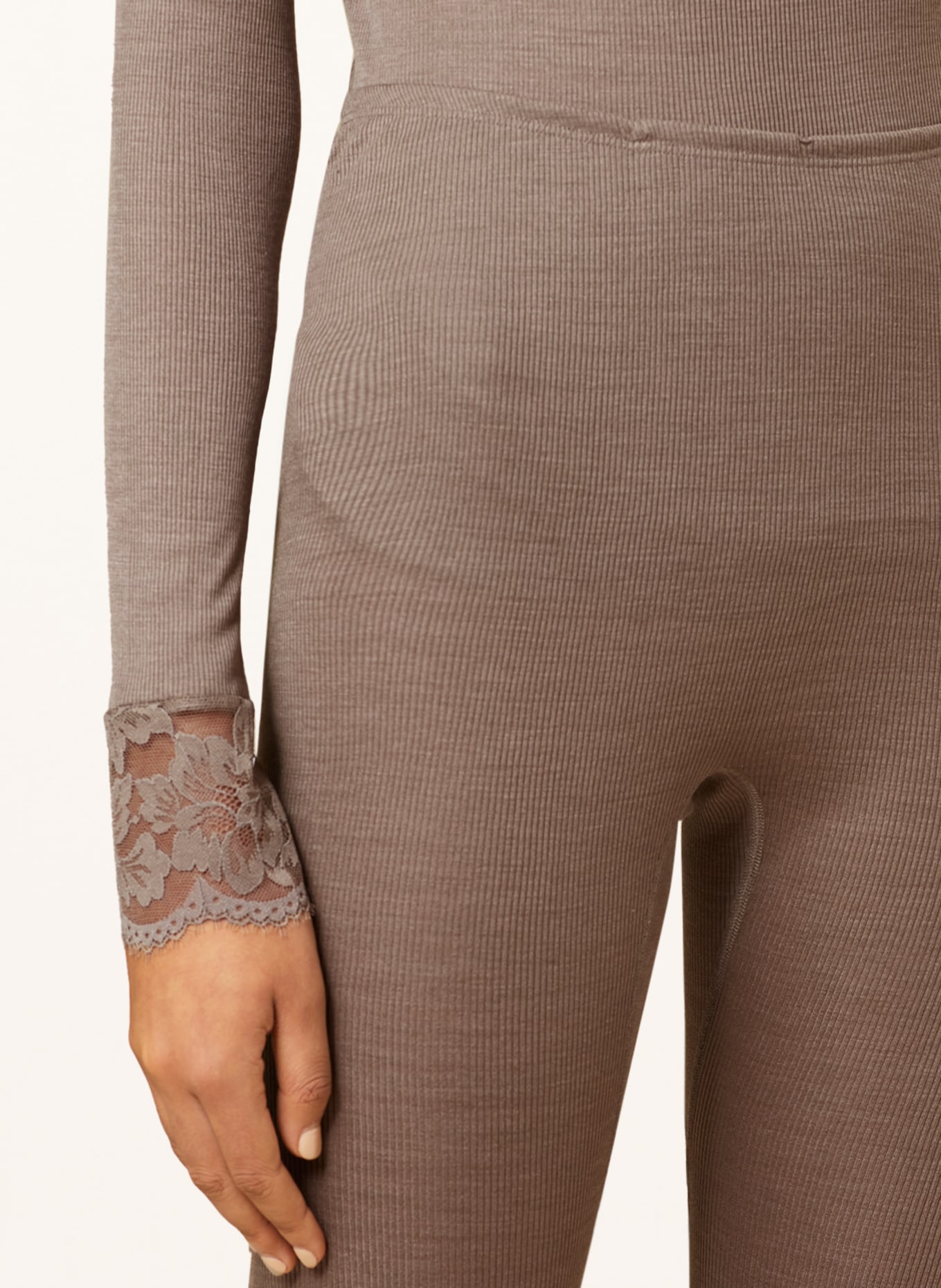 mey Lounge leggings series WOOL LOVE made of merino wool with silk, Color: TAUPE (Image 4)