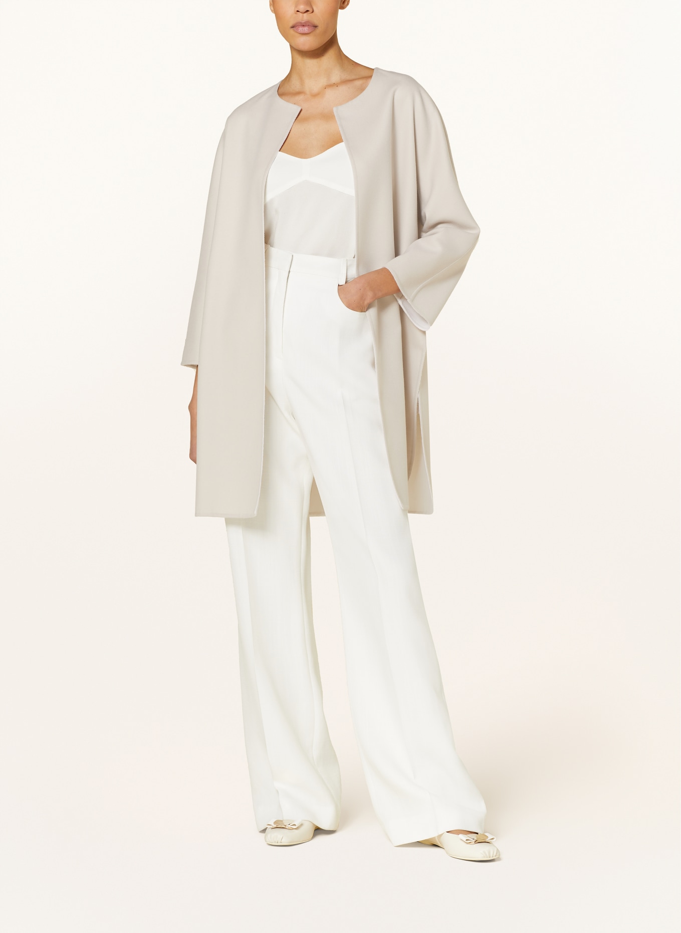 manzoni 24 Coat with 3/4 sleeves, Color: BEIGE (Image 2)