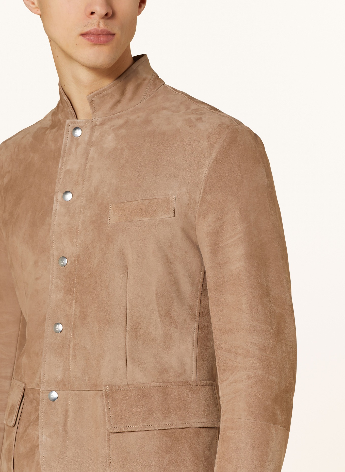 eleventy Leather jacket, Color: TAUPE (Image 4)