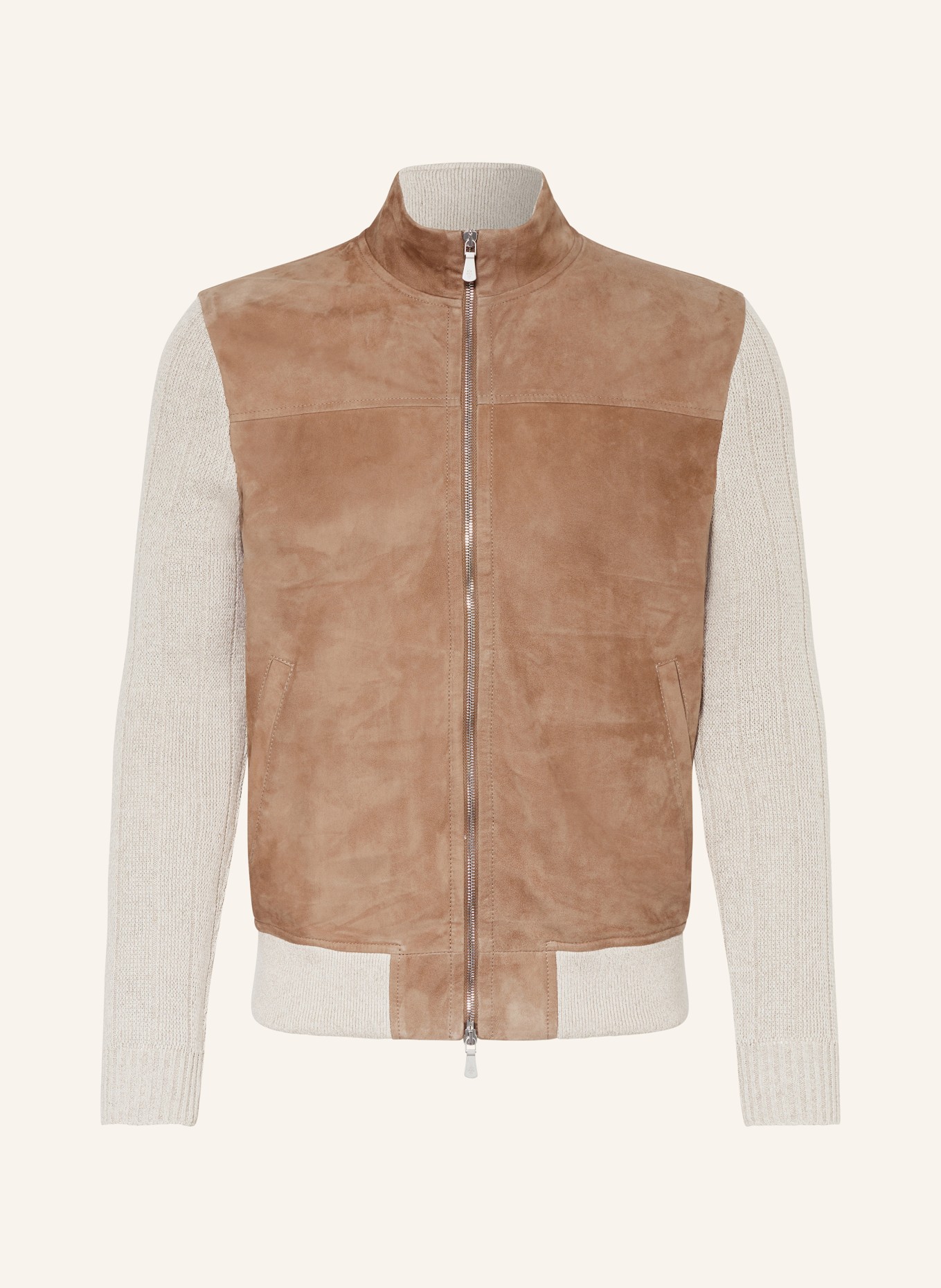 eleventy Leather jacket in mixed materials, Color: TAUPE/ BEIGE (Image 1)